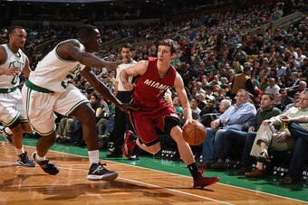 BOSTON, MA - MARCH 25:  Goran Dragic #7 of the Miami Heat drives to the basket against the Boston Celtics on March 25, 2015 at TD Garden in Boston, Massachusetts.  NOTE TO USER: User expressly acknowledges and agrees that, by downloading and or using this