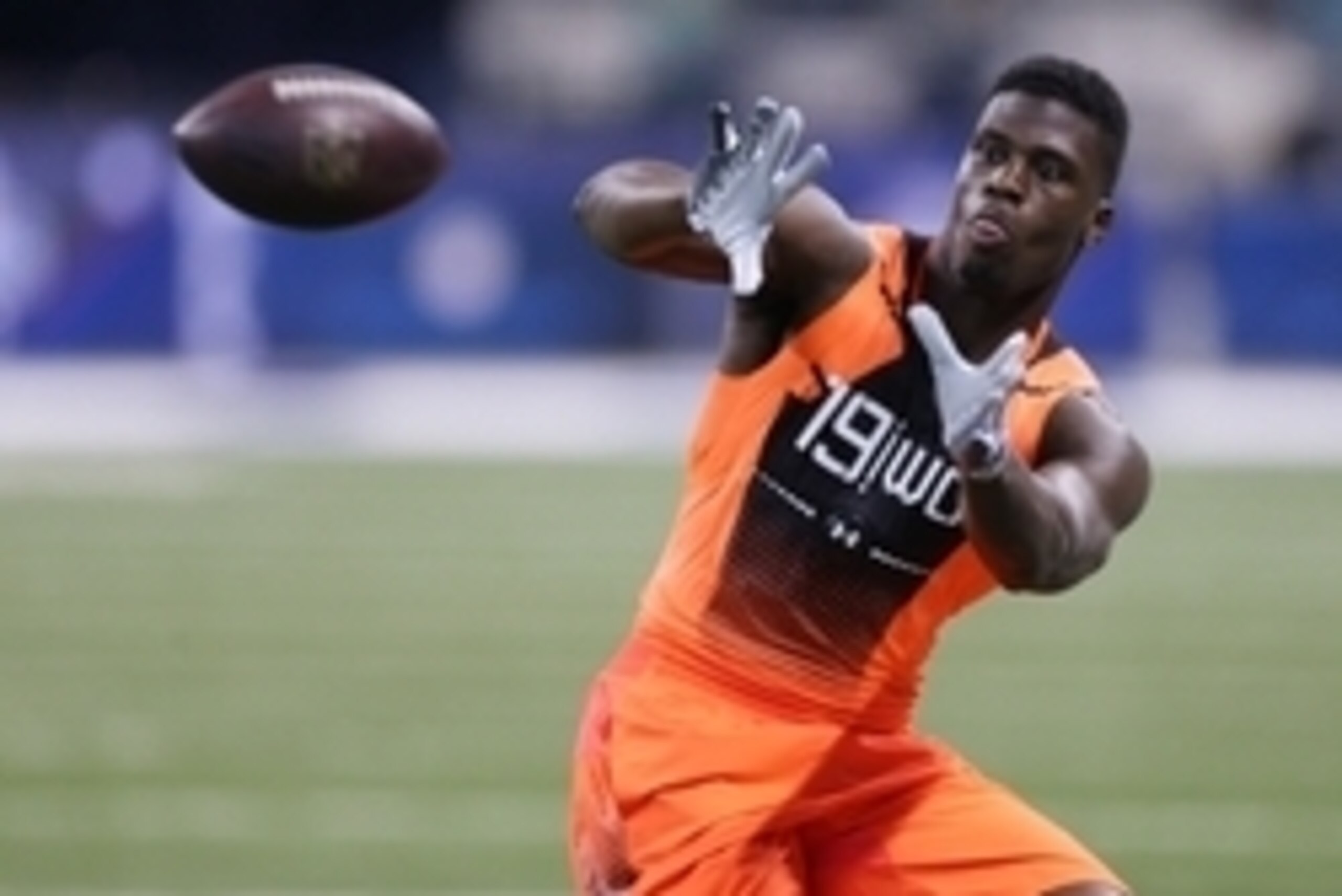 Feb 21, 2015; Indianapolis, IN, USA; Missouri Tigers wide receiver Dorial Green-Beckham catches a pass during the 2015 NFL Combine at Lucas Oil Stadium. Mandatory Credit: Brian Spurlock-USA TODAY Sports