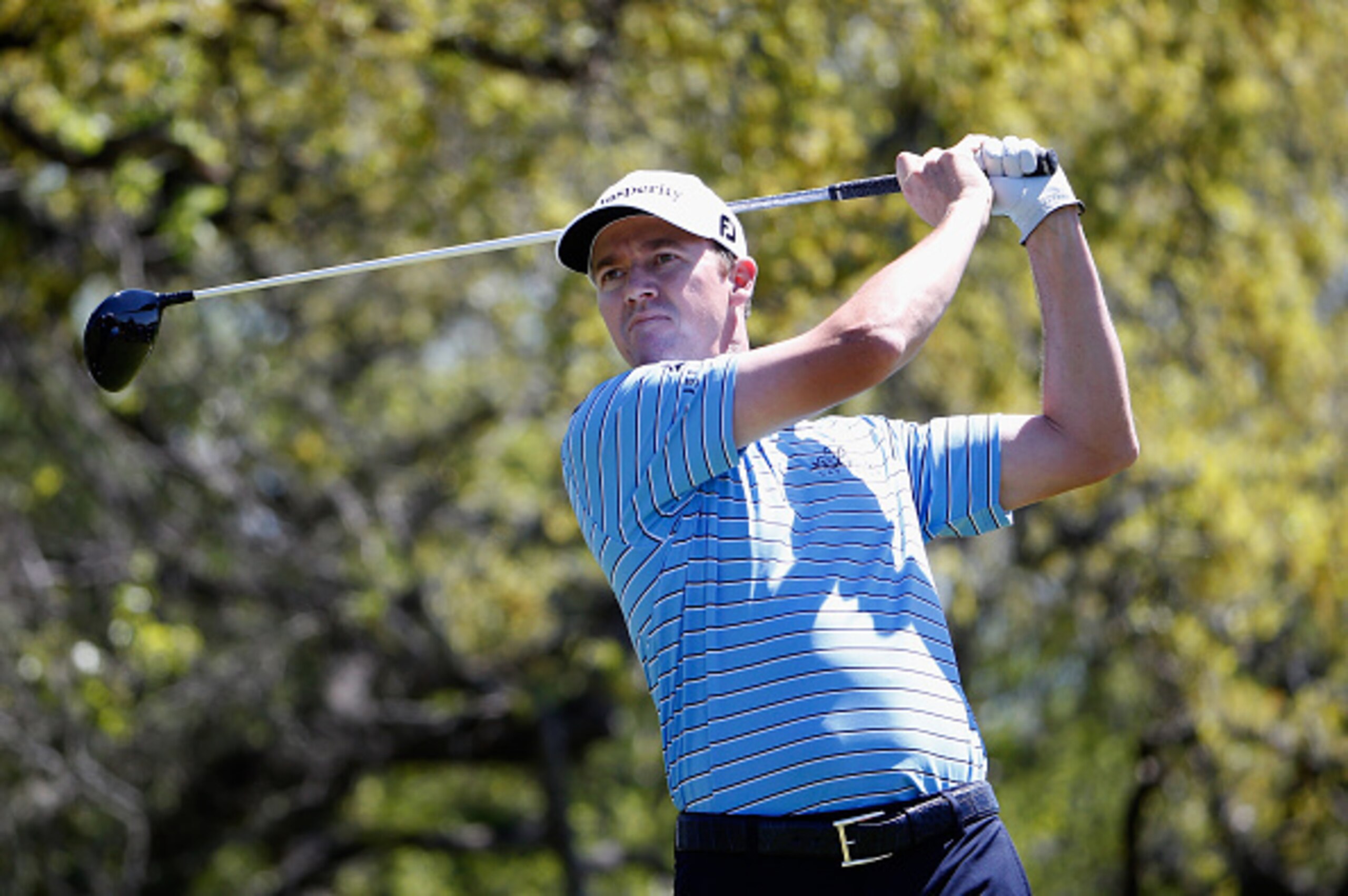 SAN ANTONIO, TX - MARCH 28: Jimmy Walker tees off on the ninth hole during round three of the Valero Texas Open at TPC San Antonio AT&T Oaks Course on March 28, 2015 in San Antonio, Texas.  (Photo by Christian Petersen/Getty Images)