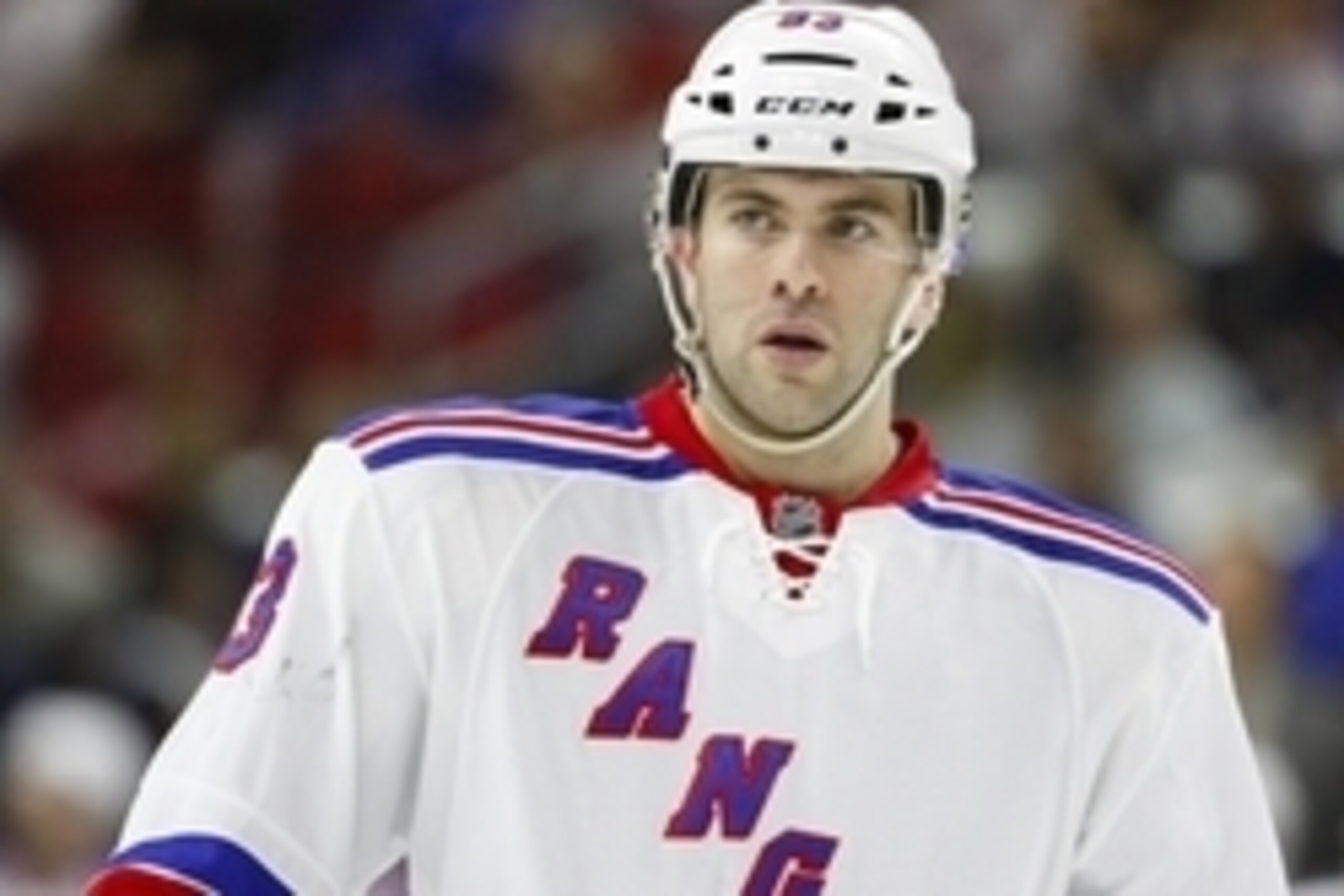 Mar 21, 2015; Raleigh, NC, USA; New York Rangers defensemen Keith Yandle (93) looks on against the Carolina Hurricanes at PNC Arena. The New York Rangers defeated the Carolina Hurricanes 3-2 in the shoot out. Mandatory Credit: James Guillory-USA TODAY Spo
