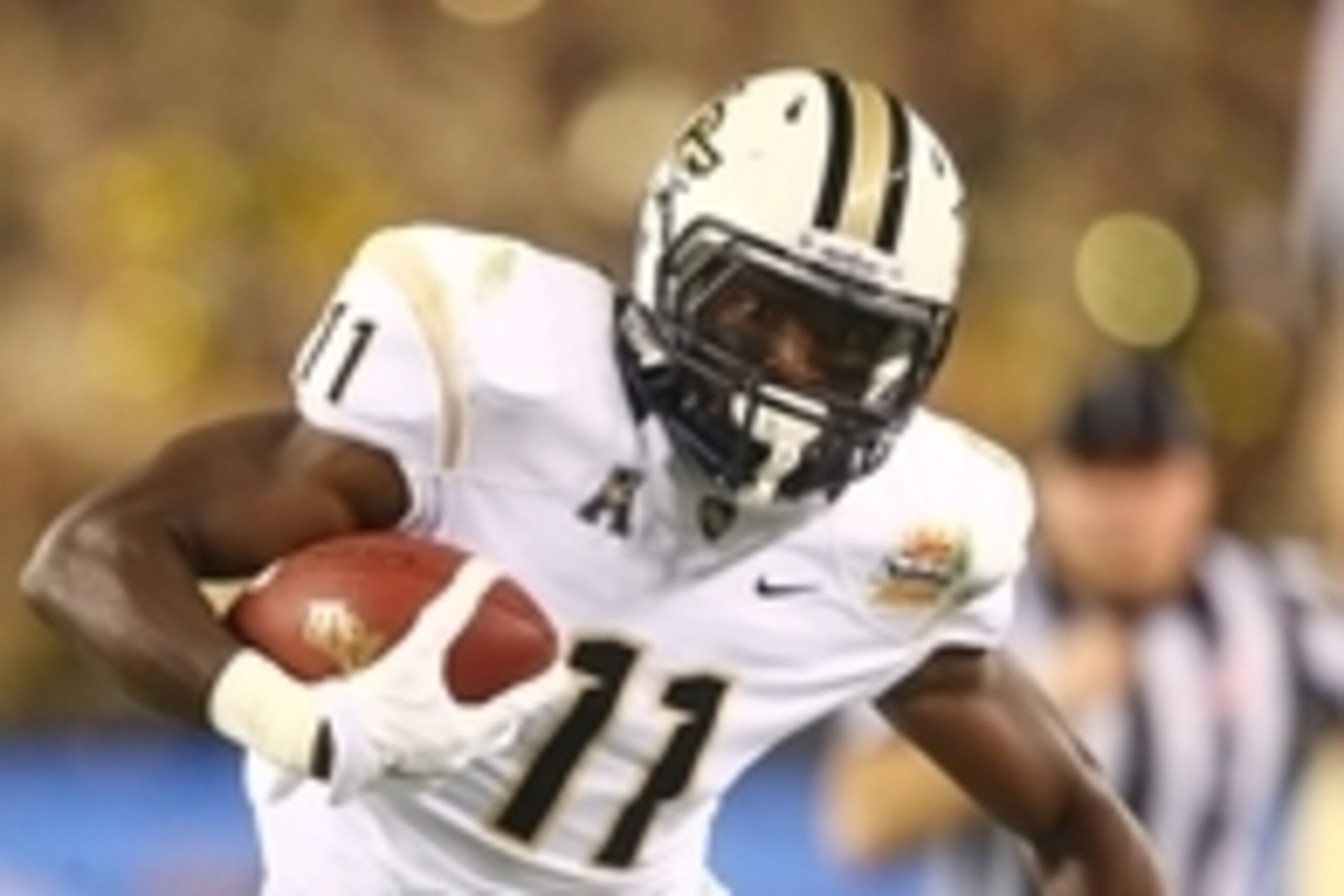 Jan 1, 2014; Glendale, AZ, USA; Central Florida Knights wide receiver Breshad Perriman (11) against the Baylor Bears during the Fiesta Bowl at University of Phoenix Stadium. Central Florida defeated Baylor 52-42. Mandatory Credit: Mark J. Rebilas-USA TODA