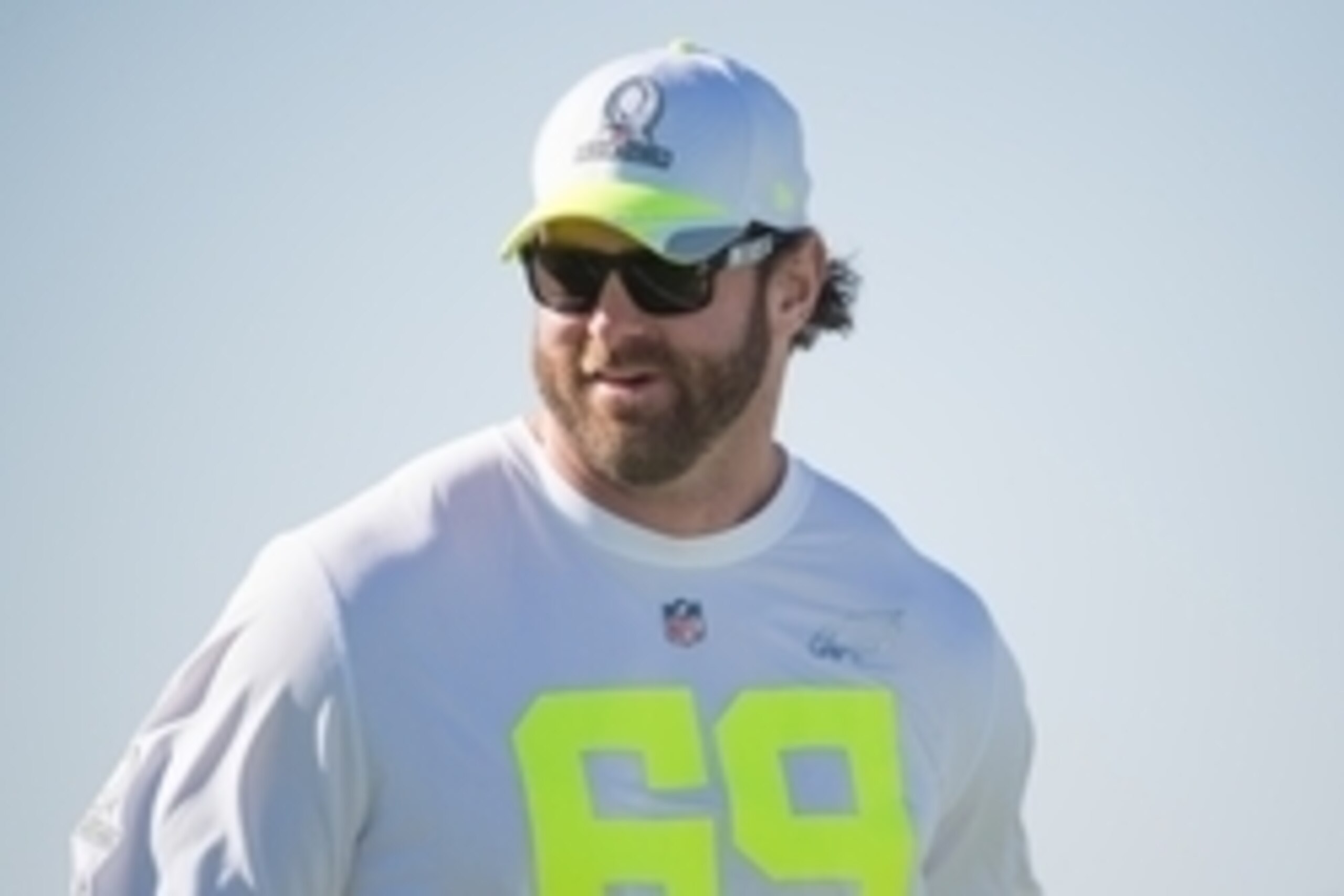 January 22, 2015; Phoenix, AZ, USA; Team Carter guard Evan Mathis of the Philadelphia Eagles (69) during the 2015 Pro Bowl practice at Luke Air Force Base. Mandatory Credit: Kyle Terada-USA TODAY Sports