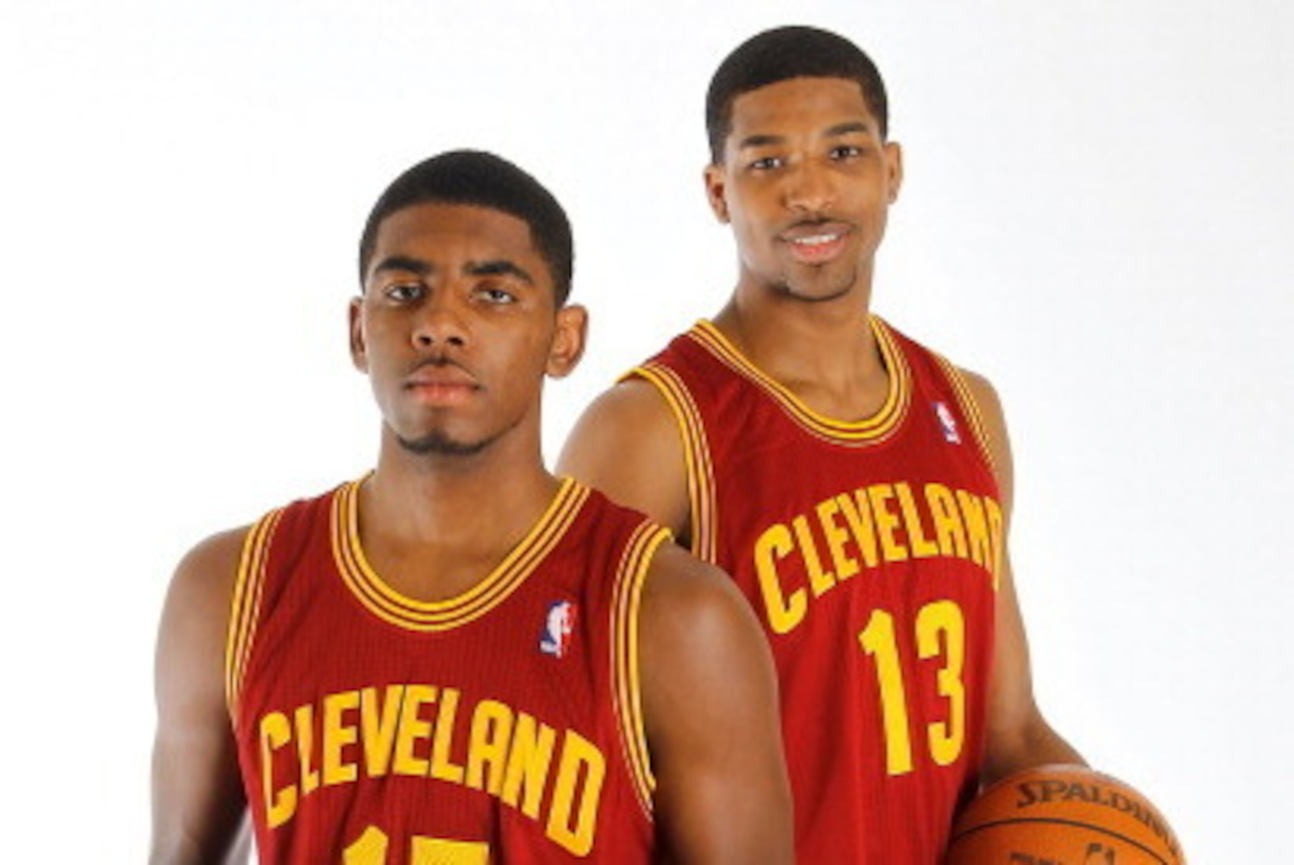 INDEPENDENCE, OH - JUNE 24:  Kyrie Irving #15 and Tristan Thompson #13 of the Cleveland Cavaliers poses for a portrait at Cleveland Clinic Courts on June 24, 2011 in Independence Ohio. NOTE TO USER: User expressly acknowledges and agrees that, by download