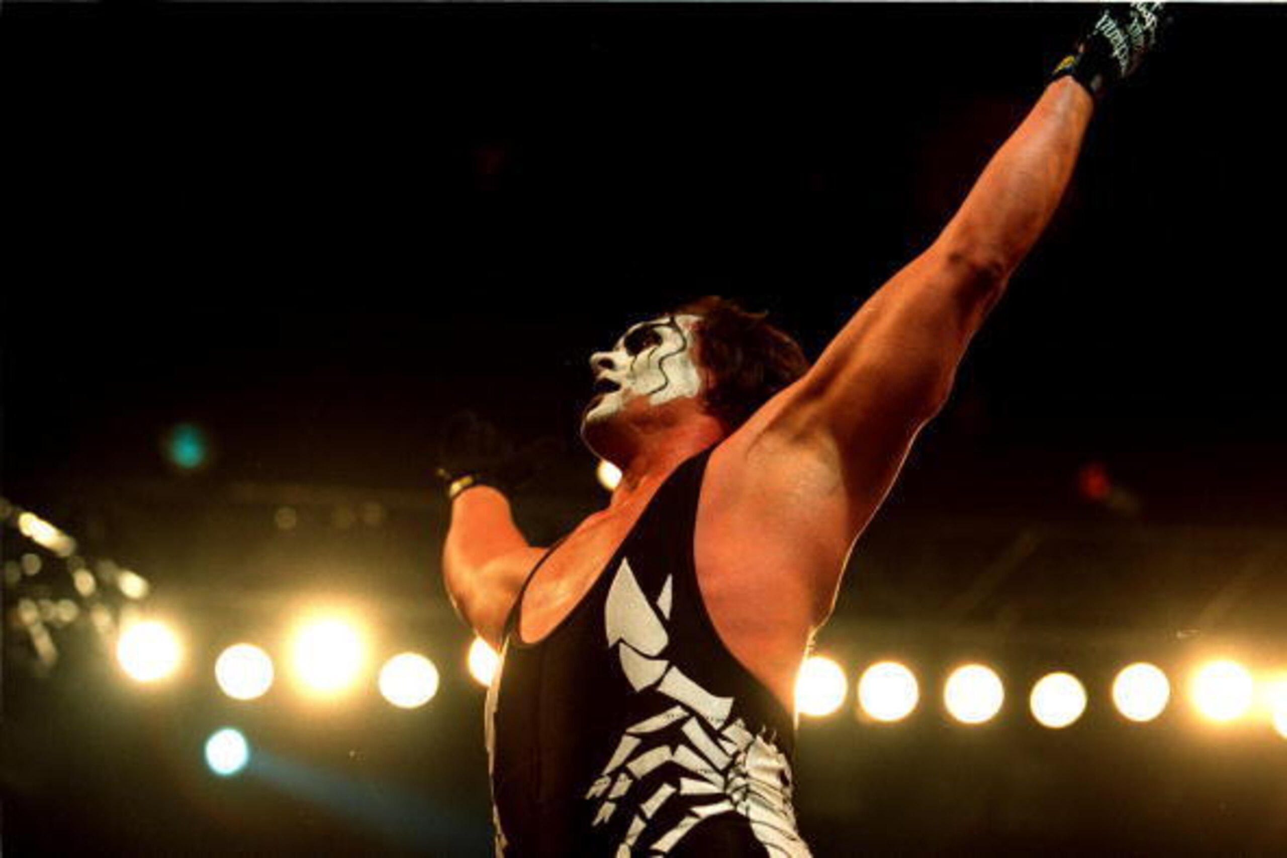 09 Oct 2000:  Sting celebrates after defeating Mike Sanders after their bout at the World Chamionship Wrestling ''Thunder Down Under'' night at the Sydney Entertainment Centre, Sydney, Australia. Mandatory Credit: Scott Barbour/ALLSPORT