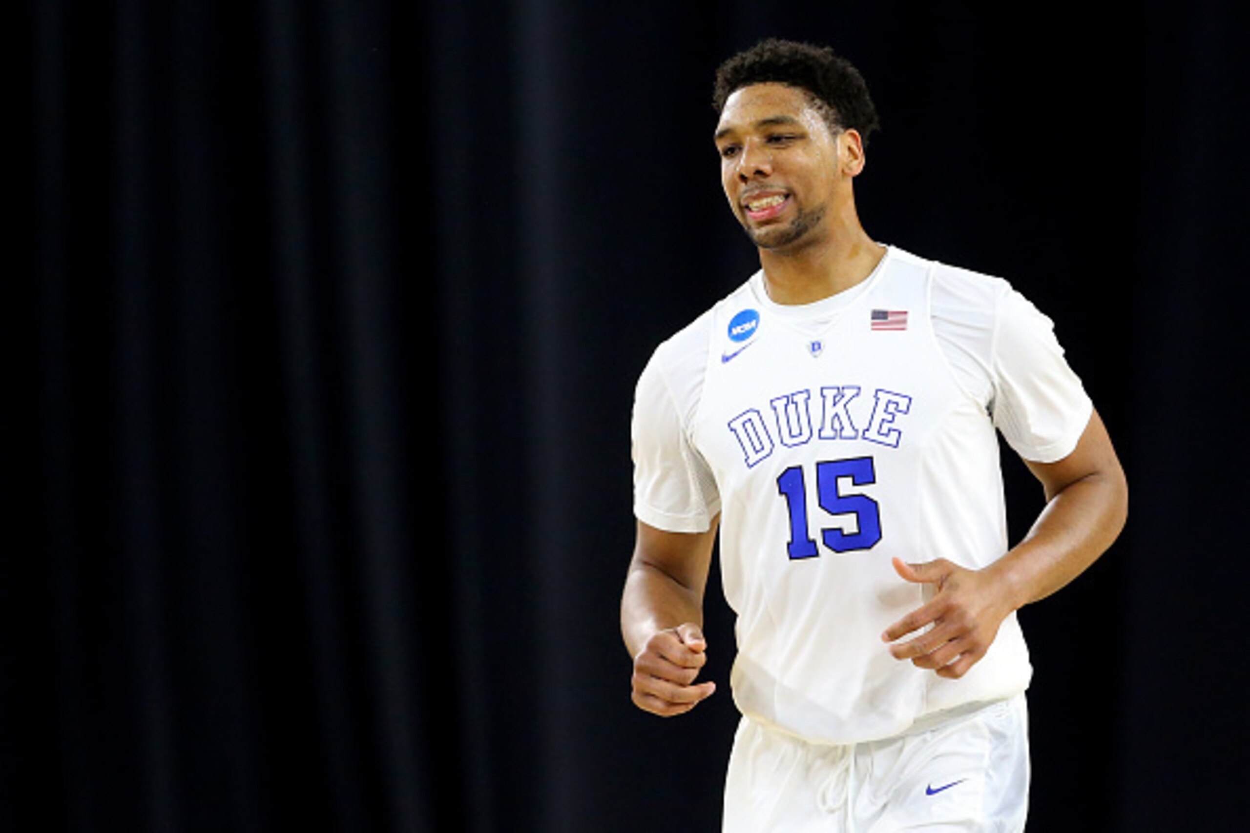 HOUSTON, TX - MARCH 27: Jahlil Okafor #15 of the Duke Blue Devils reacts against the Utah Utes during a South Regional Semifinal game of the 2015 NCAA Men's Basketball Tournament at NRG Stadium on March 27, 2015 in Houston, Texas. (Photo by Ronald Martin HOUSTON, TX - MARCH 27: Jahlil Okafor #15 of the Duke Blue Devils reacts against the Utah Utes during a South Regional Semifinal game of the 2015 NCAA Men's Basketball Tournament at NRG Stadium on March 27, 2015 in Houston, Texas. (Photo by Ronald Martin