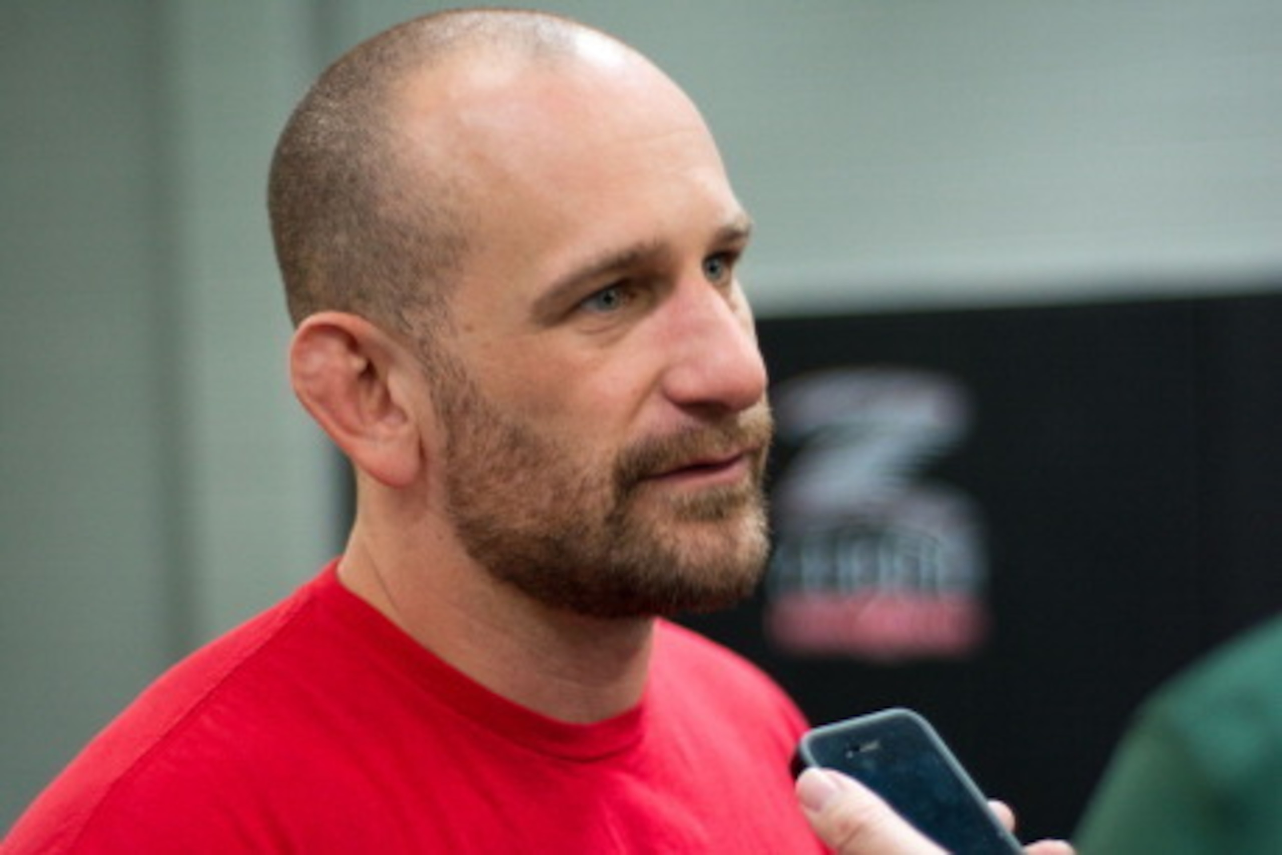 ALBUQUERQUE, NM - APRIL 08:  Owner Greg Jackson is interviewed during a Jon Jones / UFC  media event at Jackson’s Mixed Martial Arts & Fitness Academy on April 8, 2013 in Albuquerque, New Mexico.  (Photo by Steve Snowden/Getty Images)