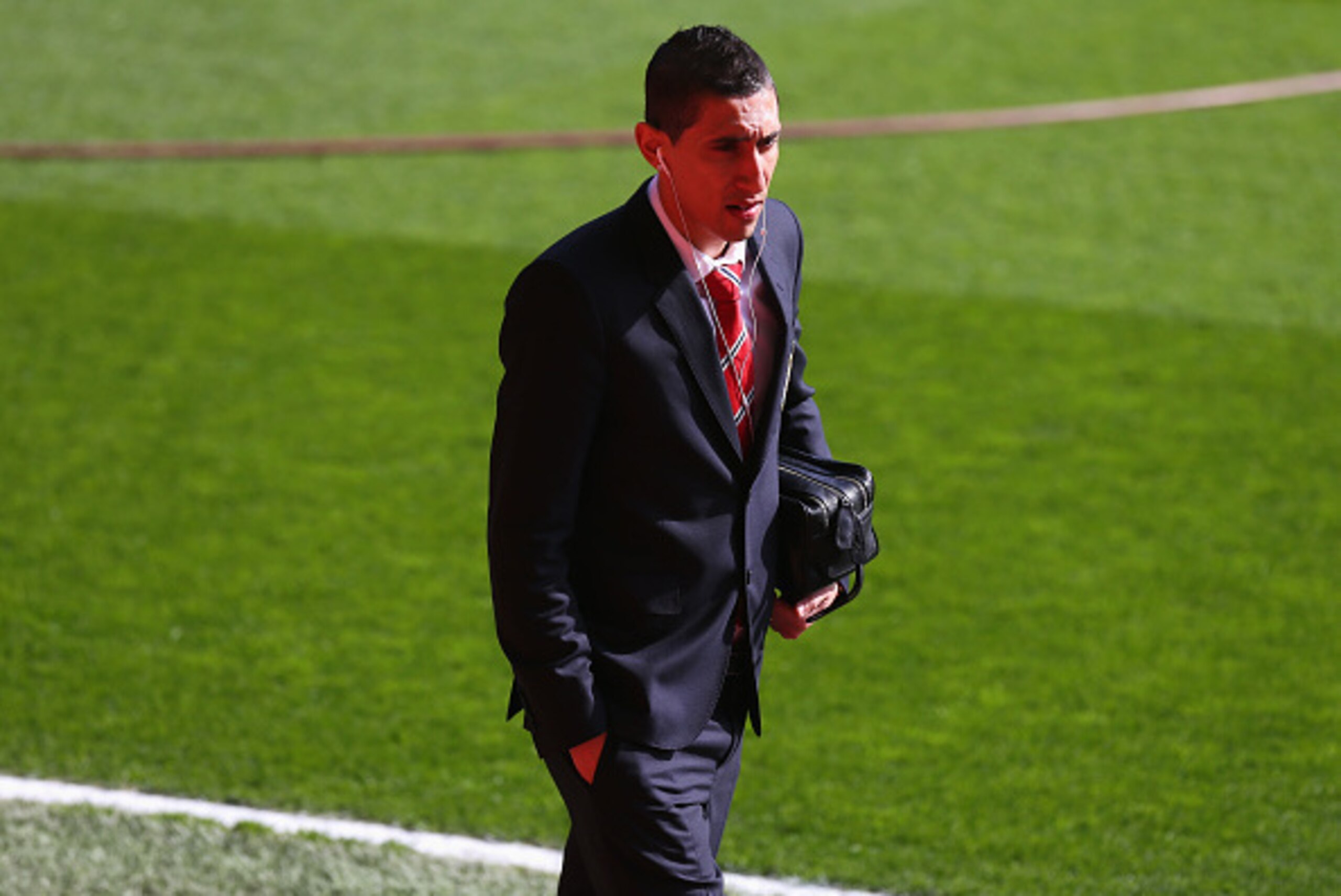 LIVERPOOL, ENGLAND - MARCH 22: Angel Di Maria of Manchester United arrives for the Barclays Premier League match between Liverpool and Manchester United at Anfield on March 22, 2015 in Liverpool, England.  (Photo by Alex Livesey/Getty Images)