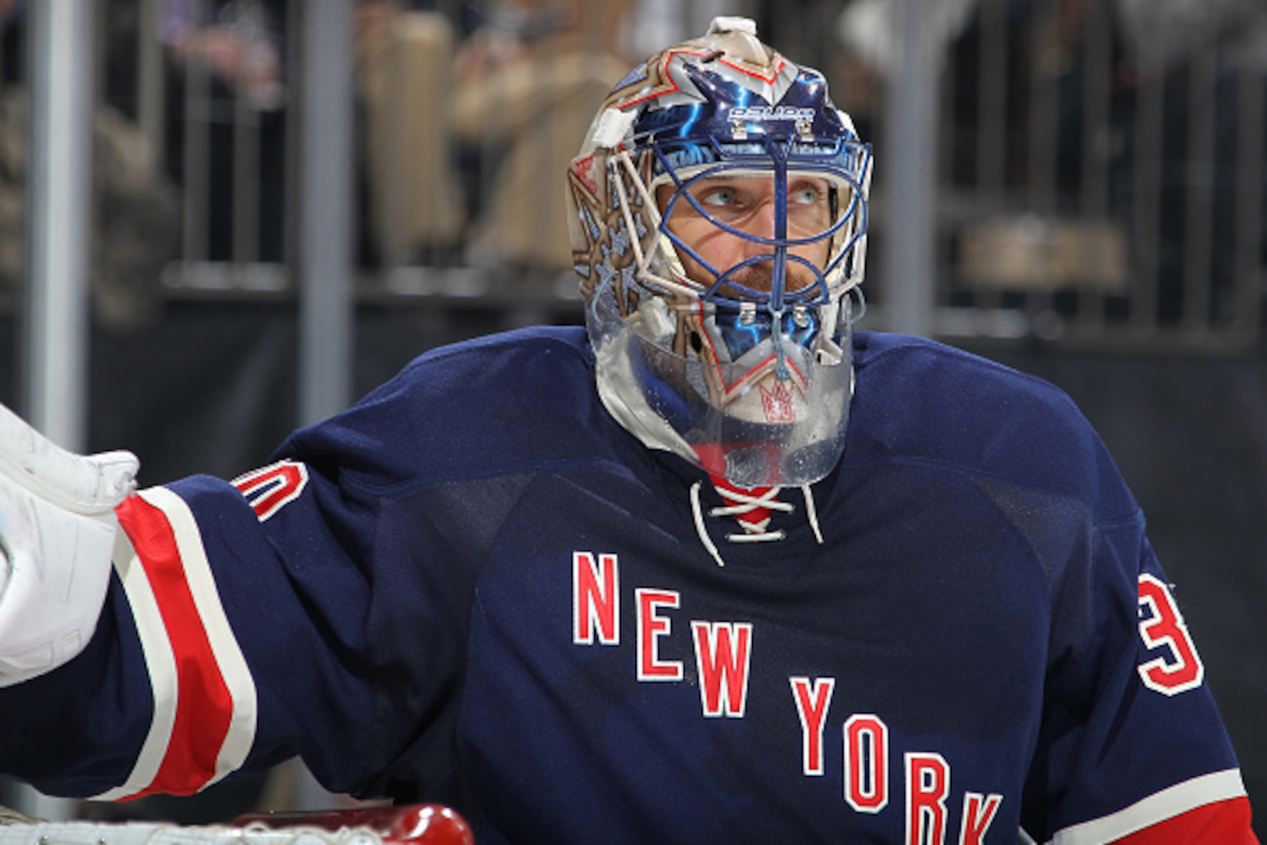 NEW YORK, NY - JANUARY 29: Henrik Lundqvist #30 of the New York Rangers looks on during a break in the action against the Montreal Canadiens at Madison Square Garden on January 29, 2015 in New York City. The Montreal Canadiens won 1-0. (Photo by Jared Si NEW YORK, NY - JANUARY 29: Henrik Lundqvist #30 of the New York Rangers looks on during a break in the action against the Montreal Canadiens at Madison Square Garden on January 29, 2015 in New York City. The Montreal Canadiens won 1-0. (Photo by Jared Si