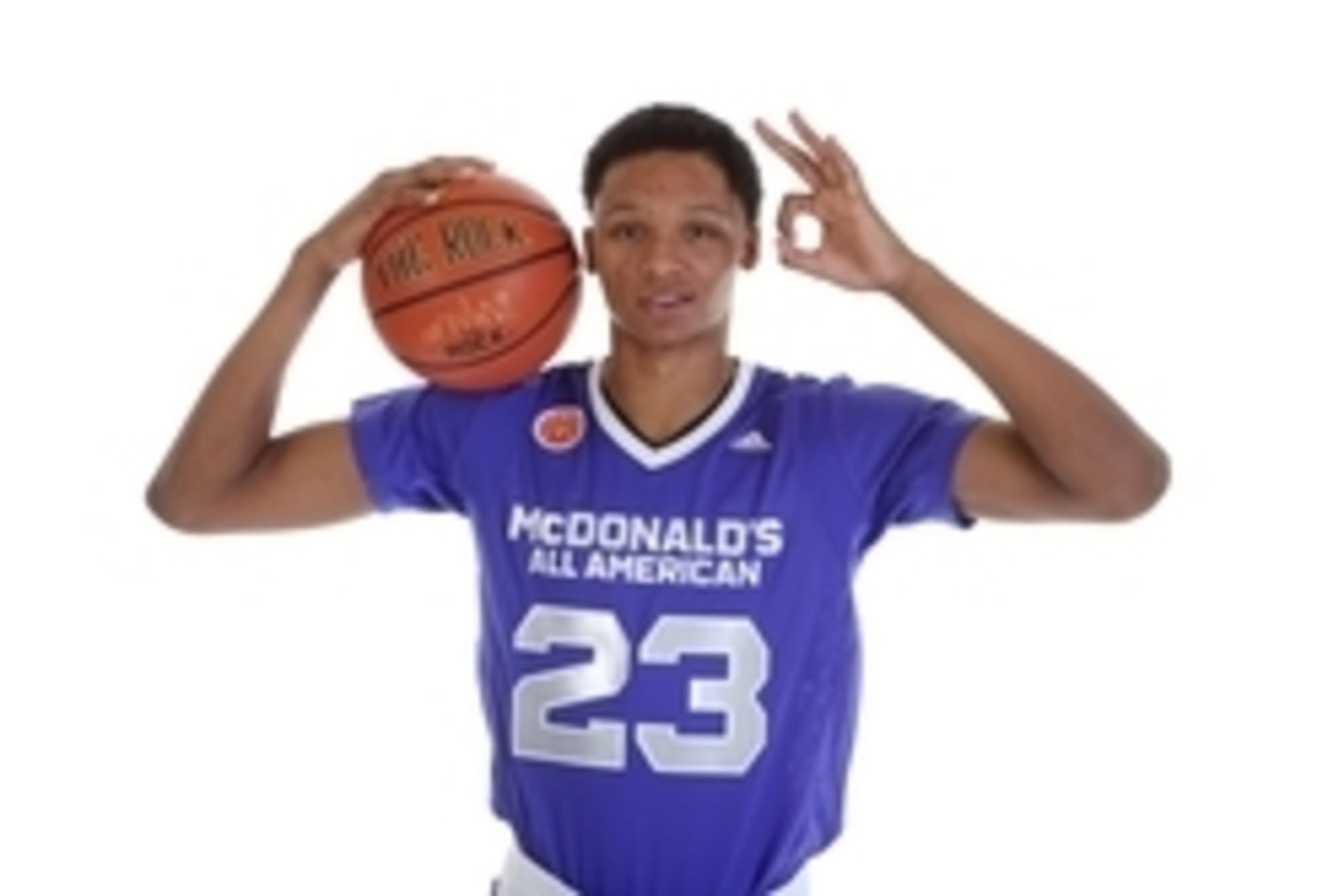 Mar 28, 2015; Chicago, IL, USA; McDonalds HIgh School All American Ivan Rabb (23) poses for pictures during portrait day at the Westin Hotel. Mandatory Credit: Brian Spurlock-USA TODAY Sports