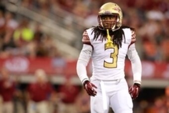 Aug 30, 2014; Arlington, TX, USA;  Florida State Seminoles cornerback Ronald Darby (3) in game action against the Oklahoma State Cowboys at AT&T Stadium. Florida State beat Oklahoma State 37-31. Mandatory Credit: Tim Heitman-USA TODAY Sports