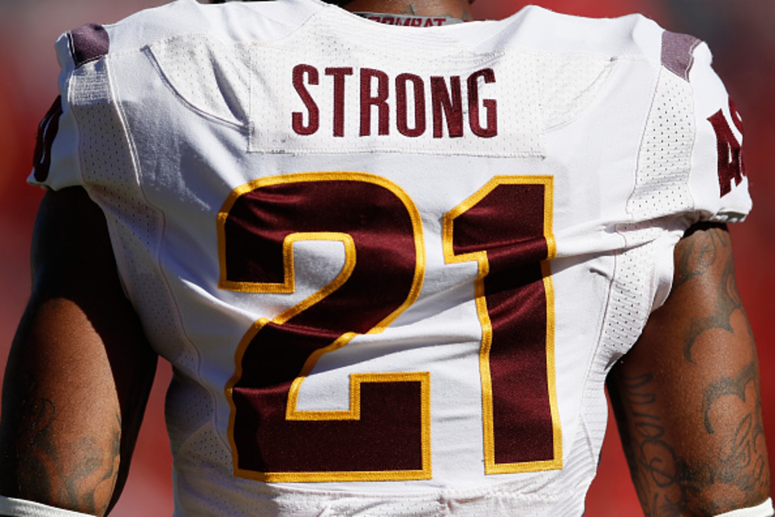TUCSON, AZ - NOVEMBER 28:  Wide receiver Jaelen Strong #21 of the Arizona State Sun Devils during warmups prior to the Territorial Cup college football game against the Arizona Wildcats at Arizona Stadium on November 28, 2014 in Tucson, Arizona.  (Photo b