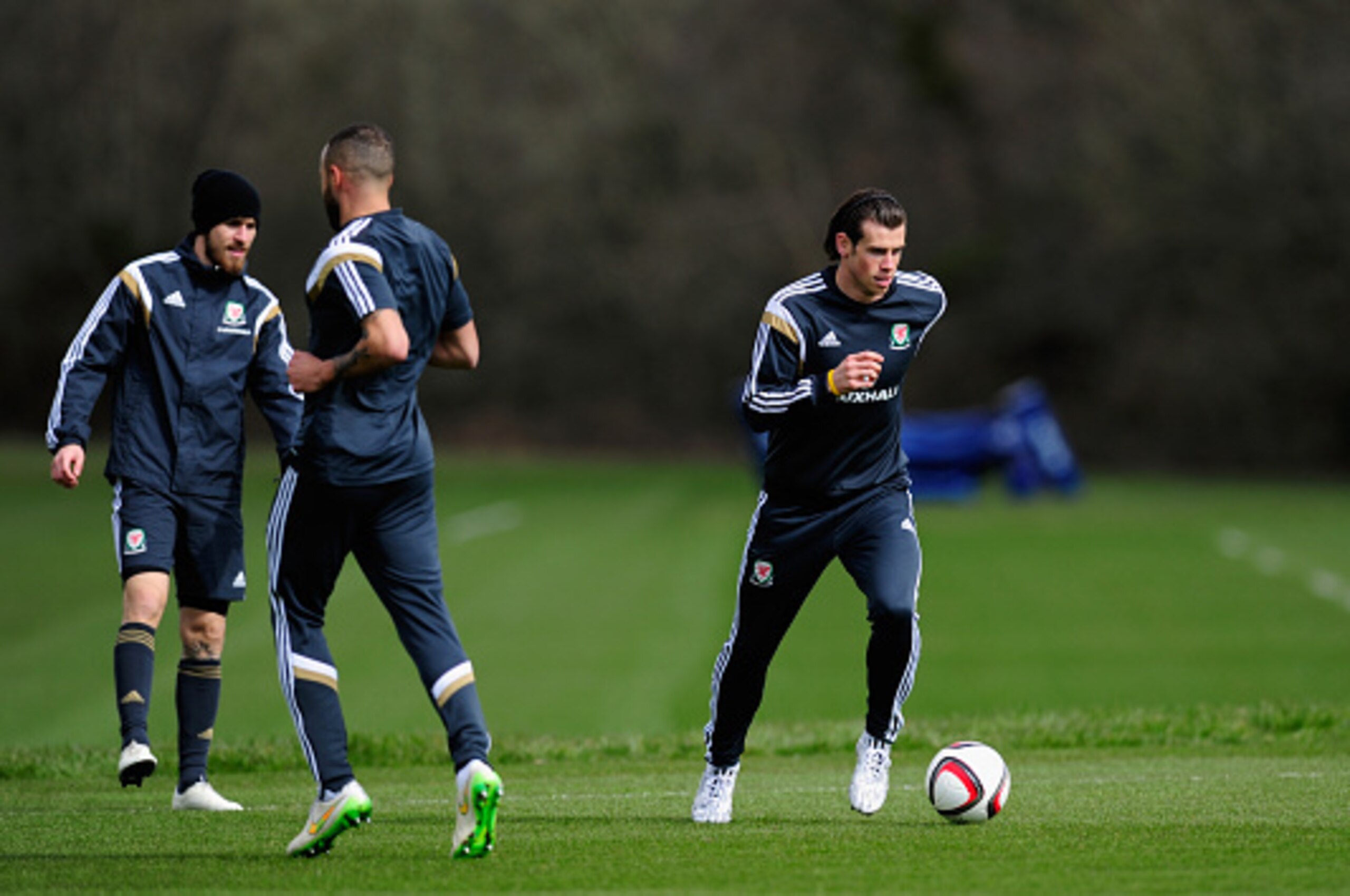 CARDIFF, WALES - MARCH 25: Wales player Gareth Bale in action during training ahead of this weekend's game against Israel at the Vale Hotel on March 25, 2015 in Cardiff, Wales. (Photo by Stu Forster/Getty Images) CARDIFF, WALES - MARCH 25: Wales player Gareth Bale in action during training ahead of this weekend's game against Israel at the Vale Hotel on March 25, 2015 in Cardiff, Wales. (Photo by Stu Forster/Getty Images)