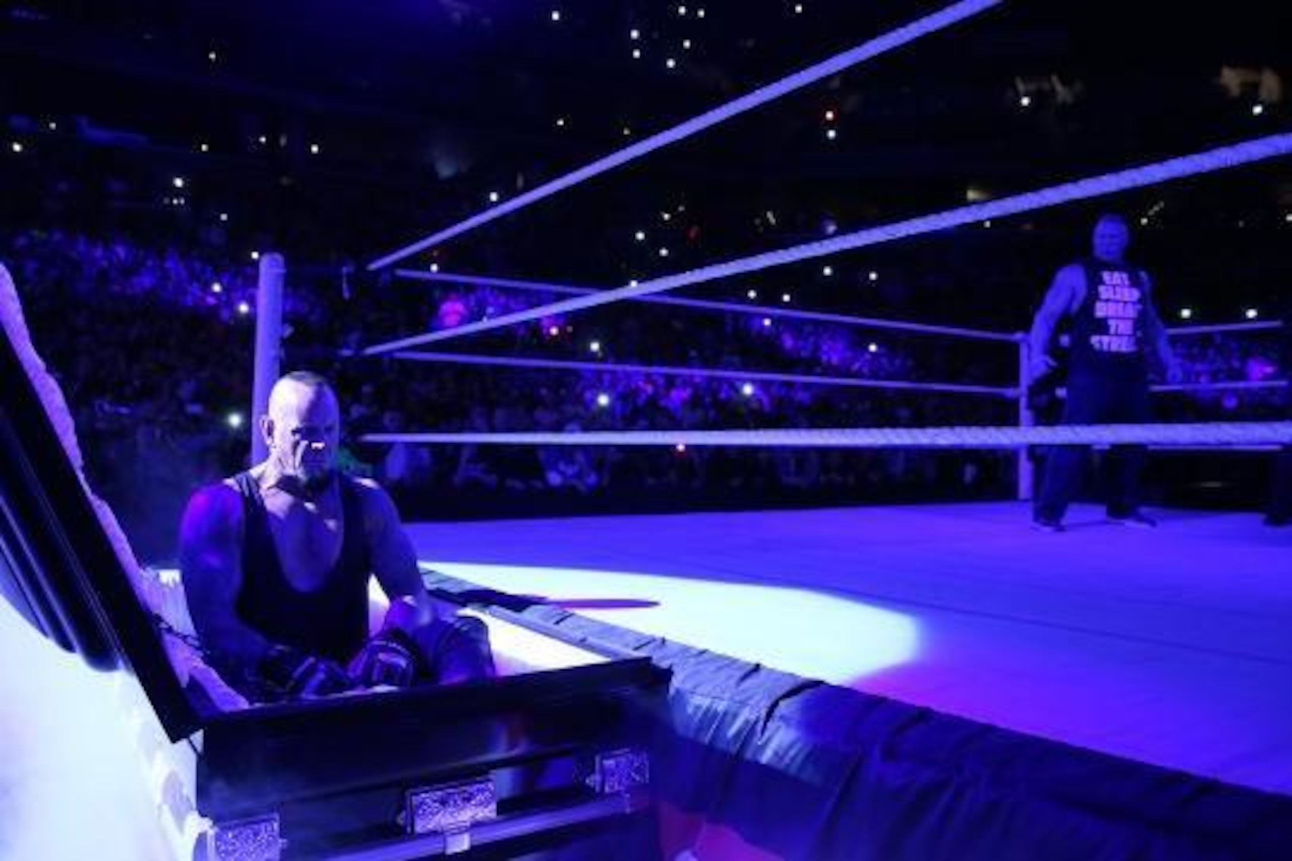 Undertaker emerges from a casket.