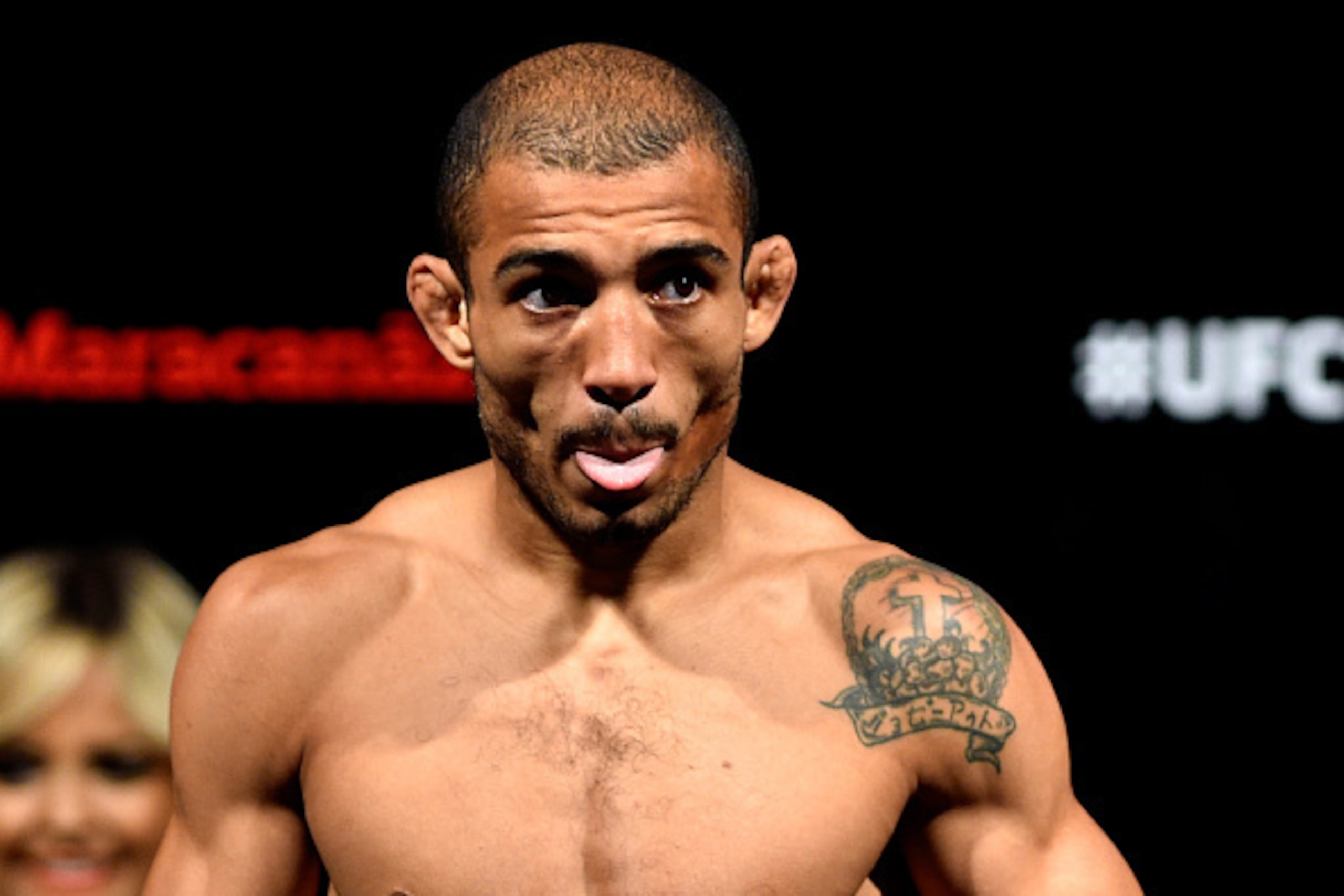 RIO DE JANEIRO, BRAZIL - OCTOBER 24:  Jose Aldo Jr weighs in during the UFC 179 weigh-in at Maracanazinho on October 24, 2014 in Rio de Janeiro, Brazil.  (Photo by Buda Mendes/Getty Images)