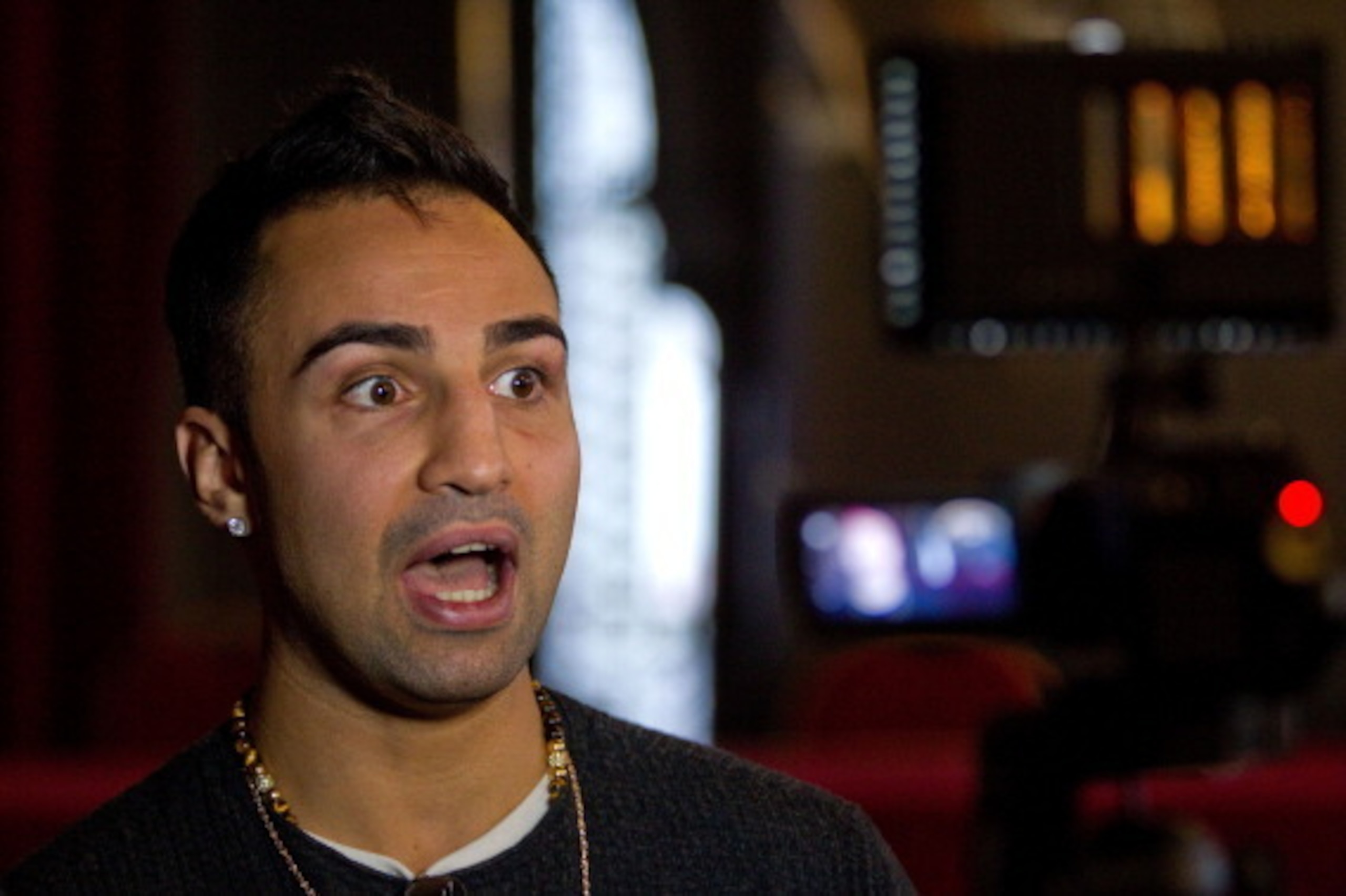 MANCHESTER, ENGLAND - NOVEMBER 22:  Boxer Paulie Malignaggi speaks during a media interview at the Ricky Hatton v Vyacheslav Senchenko Head-to-Head press conference at the Manchester Town Hall on November 22, 2012 in Manchester, England (Photo by Paul Tho