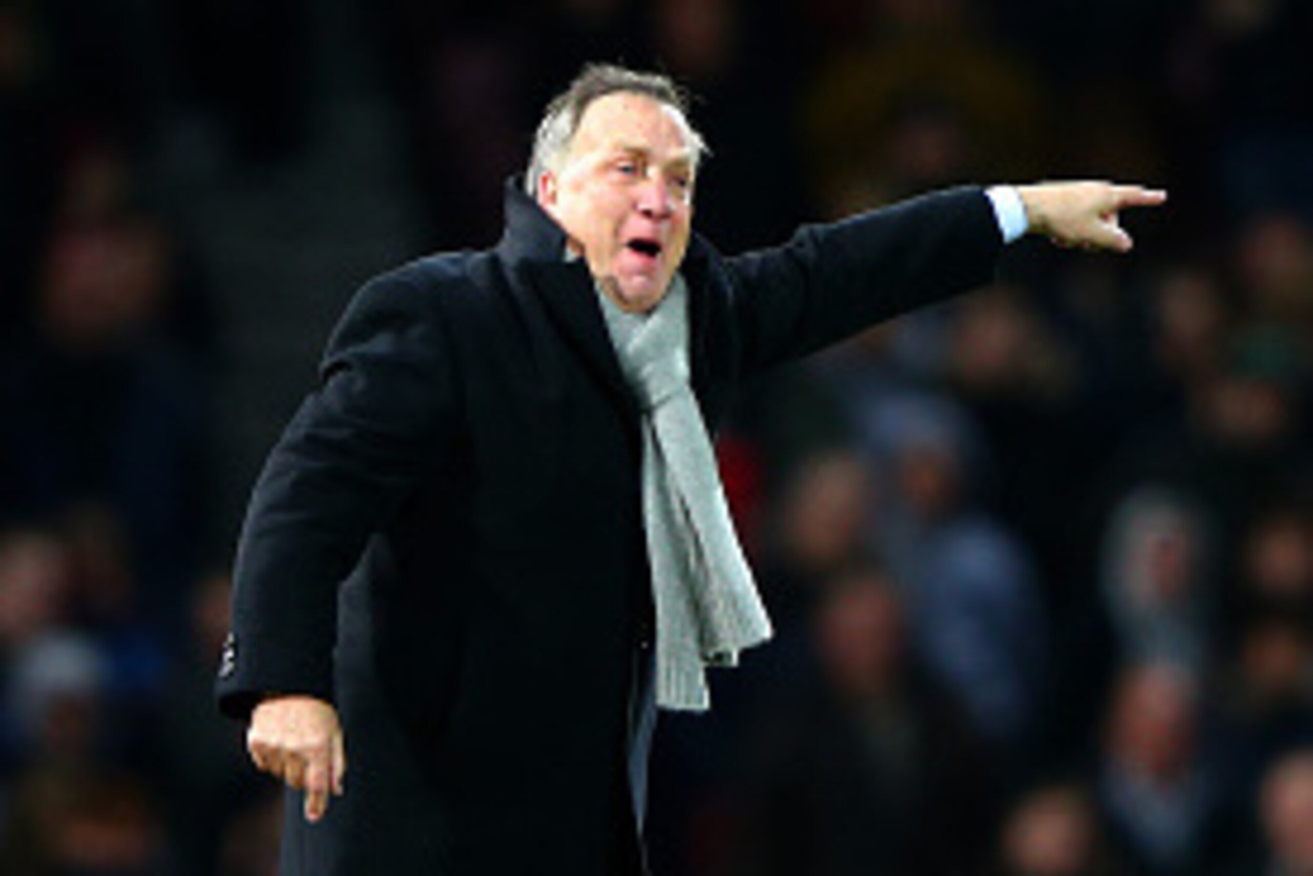 LONDON, ENGLAND - MARCH 21:  Dick Advocaat, manager of Sunderland issues instructions to his players next to Sam Allardyce the West Ham manager during the Barclays Premier League match between West Ham United and Sunderland at Boleyn Ground on March 21, 2