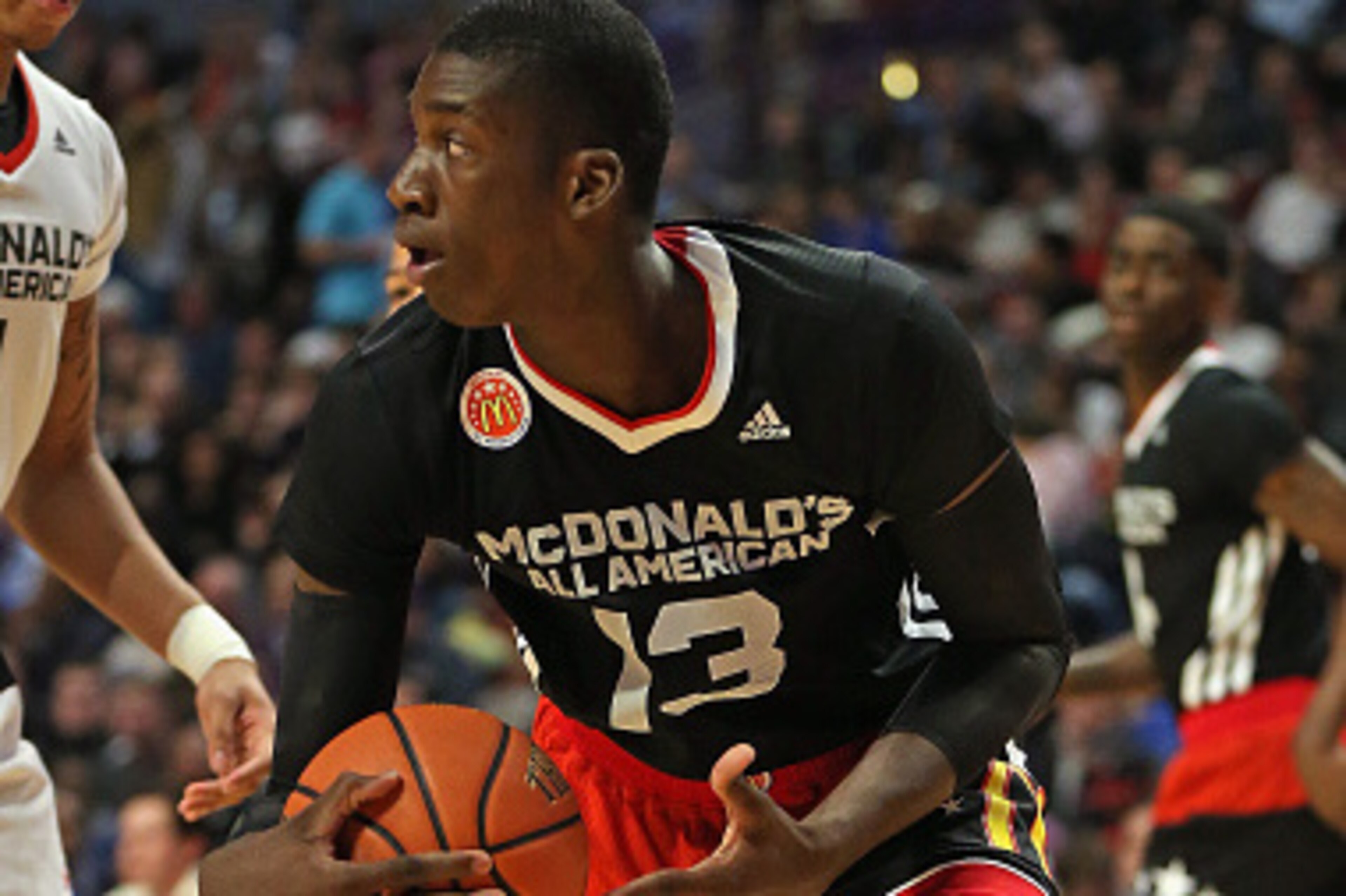 CHICAGO, IL - APRIL 01: Cheick Diallo #13 of the East team grabs a rebound during the 2015 McDonalds's All American Game at the United Center on April 1, 2015 in Chicago, Illinois. (Photo by Jonathan Daniel/Getty Images)