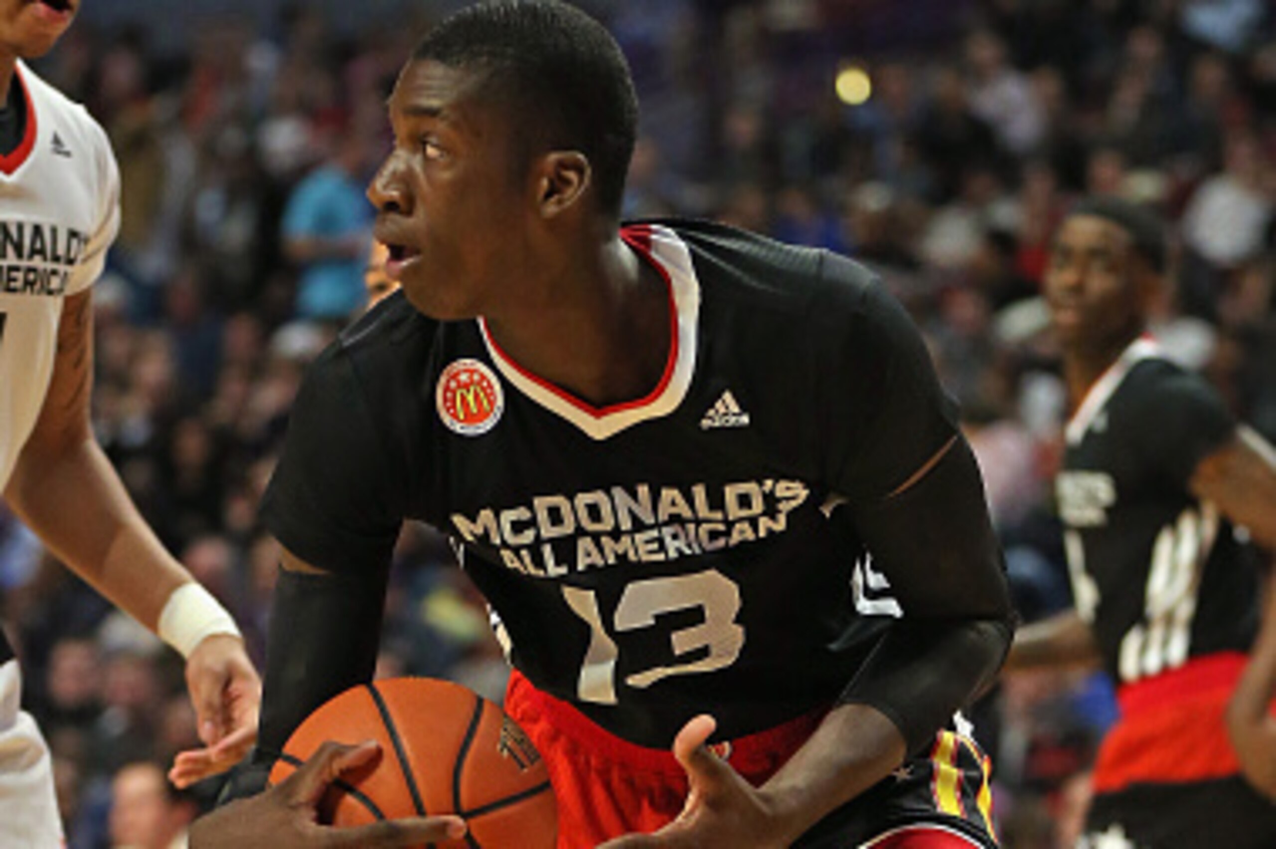 CHICAGO, IL - APRIL 01: Cheick Diallo #13 of the East team grabs a rebound during the 2015 McDonalds's All American Game at the United Center on April 1, 2015 in Chicago, Illinois. (Photo by Jonathan Daniel/Getty Images)