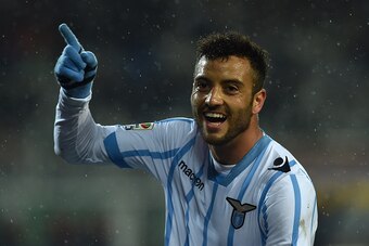 TURIN, ITALY - MARCH 16:  Felipe Anderson of SS Lazio celebrates after scoring his second goal during the Serie A match between Torino FC and SS Lazio at Stadio Olimpico di Torino on March 16, 2015 in Turin, Italy.  (Photo by Valerio Pennicino/Getty Image