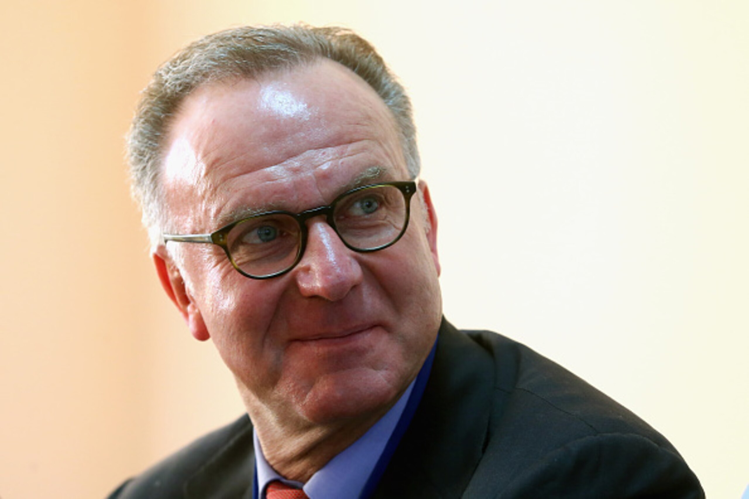 LVIV, UKRAINE - FEBRUARY 17:  Karl-Heinz Rummenigge, CEO of FC Bayern Muenchen looks on during a press conference after visiting the Communal City Clinic Hospital #8 on February 17, 2015 in Lviv, Ukraine. Bayern Munich are supporting the 'Big Shoe' campai