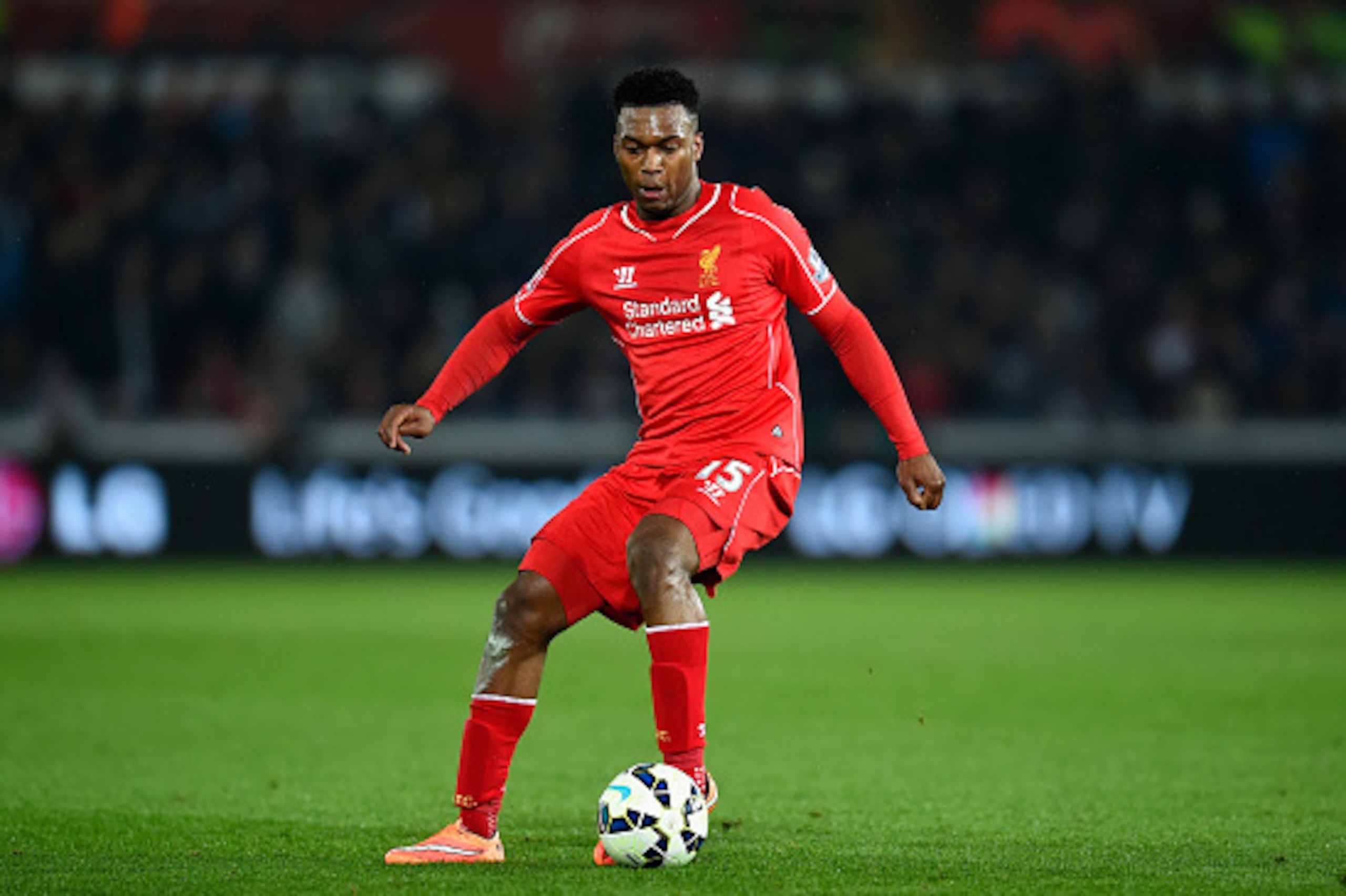 SWANSEA, WALES - MARCH 16: Liverpool player Daniel Sturridge in action during the Barclays Premiership match between Swansea City and Liverpool at Liberty Stadium on March 16, 2015 in Swansea, Wales. (Photo by Stu Forster/Getty Images) SWANSEA, WALES - MARCH 16: Liverpool player Daniel Sturridge in action during the Barclays Premiership match between Swansea City and Liverpool at Liberty Stadium on March 16, 2015 in Swansea, Wales. (Photo by Stu Forster/Getty Images)