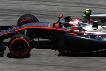 KUALA LUMPUR, MALAYSIA - MARCH 27:  Jenson Button of Great Britain and McLaren Honda drives during practice for the Malaysia Formula One Grand Prix at Sepang Circuit on March 27, 2015 in Kuala Lumpur, Malaysia.  (Photo by Clive Mason/Getty Images)