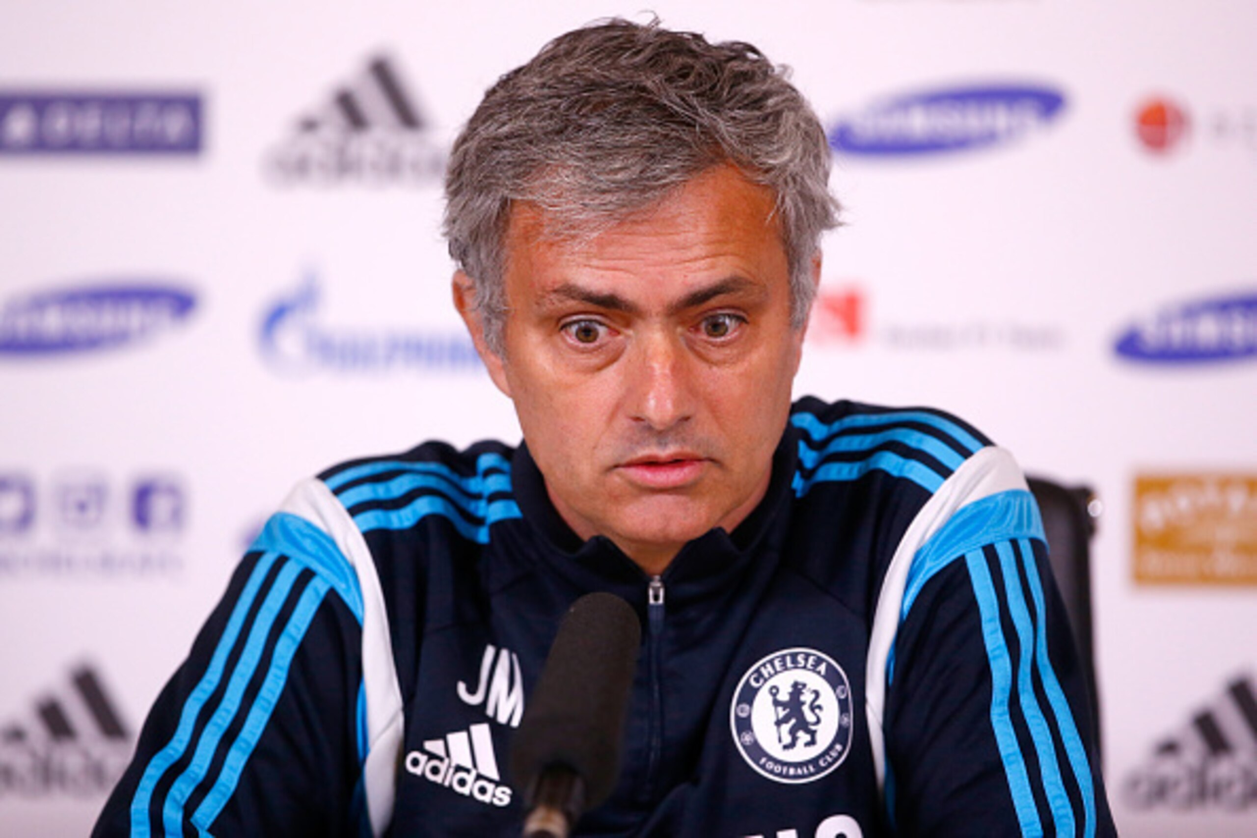 COBHAM, ENGLAND - MARCH 13:  Jose Mourinho speaks during a press conference at Chelsea Training Ground on March 13, 2015 in Cobham, England.  (Photo by Clive Rose/Getty Images)