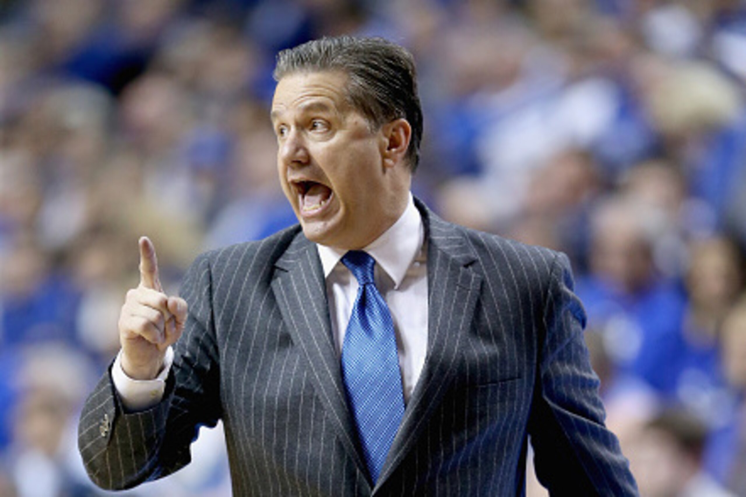 LEXINGTON, KY - MARCH 07:  John Calipari the head coach of the Kentucky Wildcats gives instructions to his team during the game against the Florida Gators at Rupp Arena on March 7, 2015 in Lexington, Kentucky.  (Photo by Andy Lyons/Getty Images)