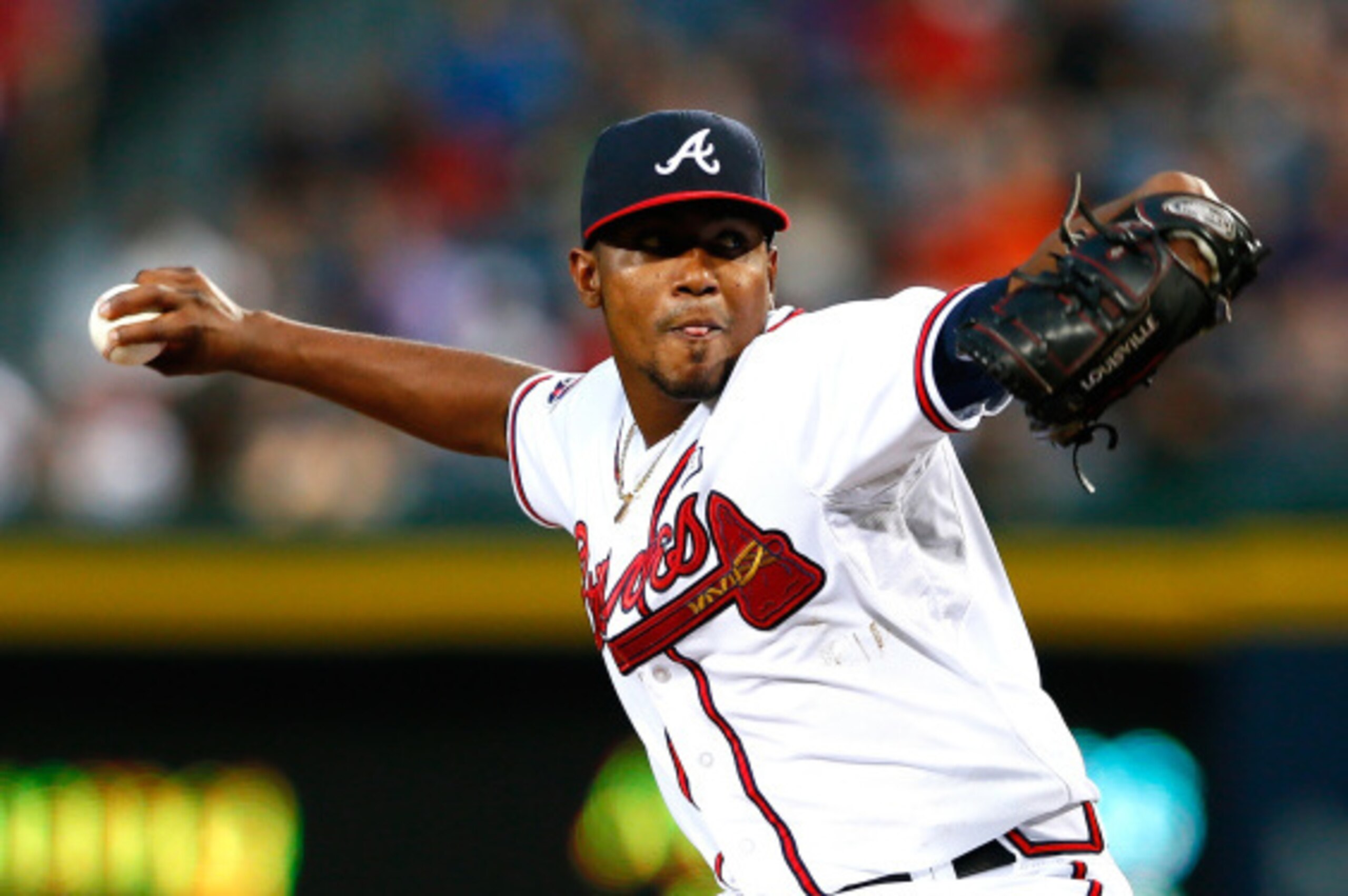 ATLANTA, GA - SEPTEMBER 19:  Julio Teheran #49 of the Atlanta Braves pitches in the first inning against the New York Mets at Turner Field on September 19, 2014 in Atlanta, Georgia.  (Photo by Kevin C. Cox/Getty Images)