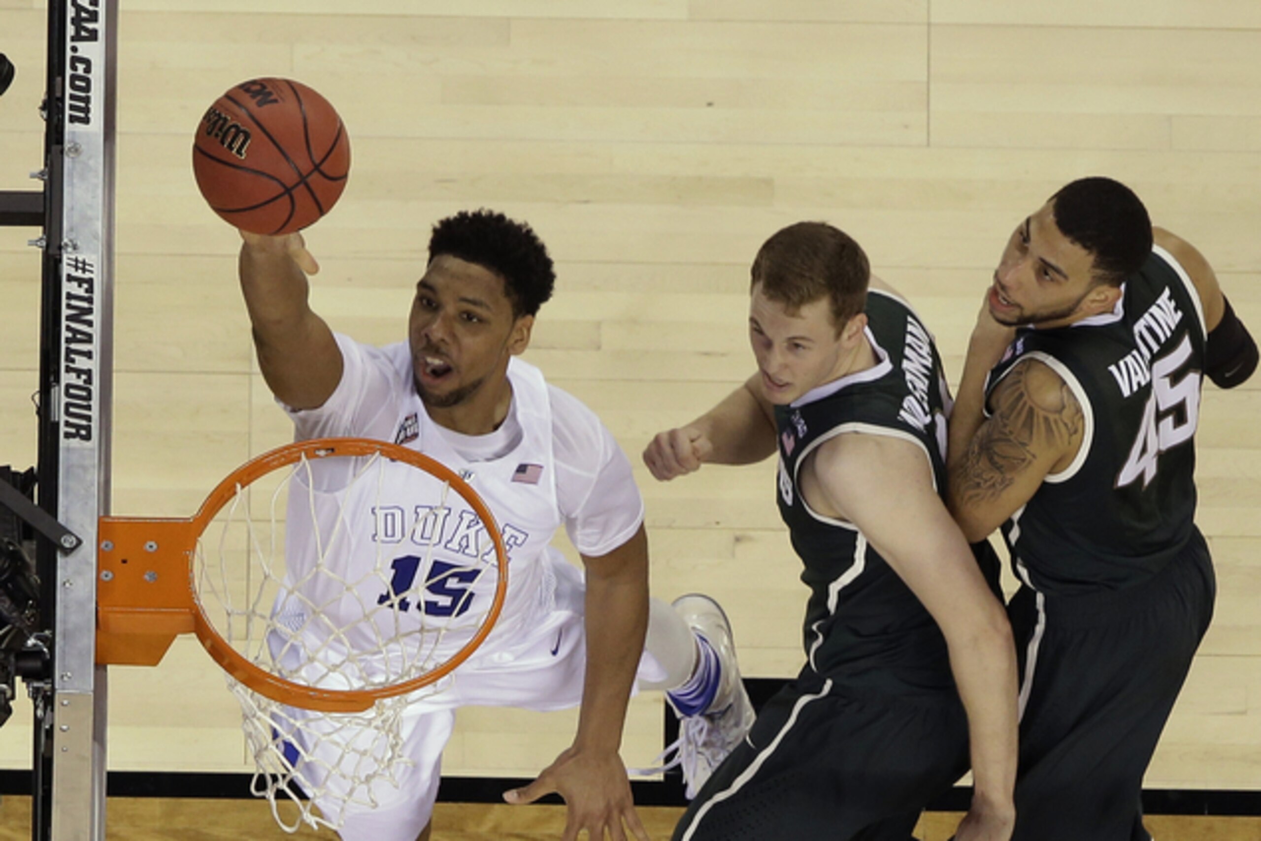 Jahlil Okafor played well on offense against Michigan State with 18 points. Jahlil Okafor played well on offense against Michigan State with 18 points.