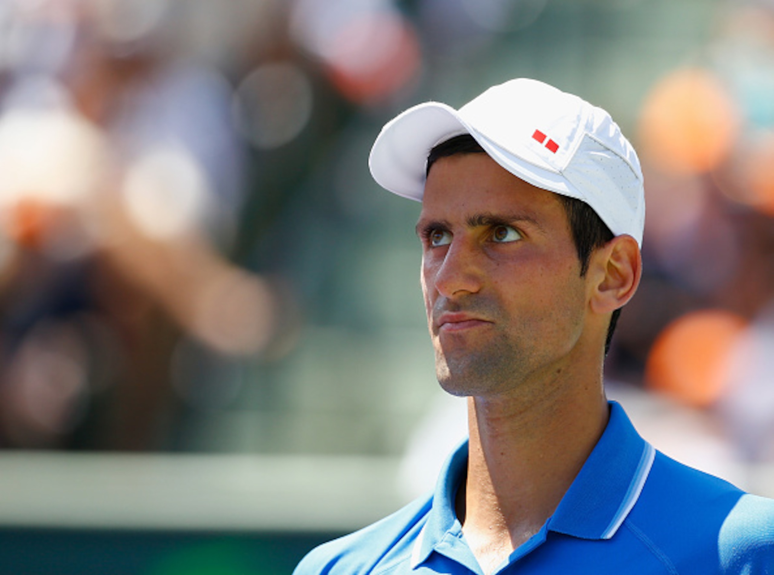 KEY BISCAYNE, FL - APRIL 05: Novak Djokovic of Serbia looks on against Andy Murray of Great Britain during the Men's final match on day 14 of the Miami Open at Crandon Park Tennis Center on April 5, 2015 in Key Biscayne, Florida. (Photo by Al Bello/Ge KEY BISCAYNE, FL - APRIL 05: Novak Djokovic of Serbia looks on against Andy Murray of Great Britain during the Men's final match on day 14 of the Miami Open at Crandon Park Tennis Center on April 5, 2015 in Key Biscayne, Florida. (Photo by Al Bello/Ge