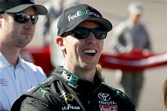 Denny Hamlin is smiling again.