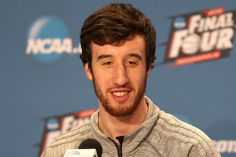INDIANAPOLIS, IN - APRIL 02:  Frank Kaminsky of the Wisconsin Badgers addresses the media during a press conference before the 2015 NCAA Men's Final Four at Lucas Oil Stadium on April 2, 2015 in Indianapolis, Indiana.  (Photo by Streeter Lecka/Getty Image