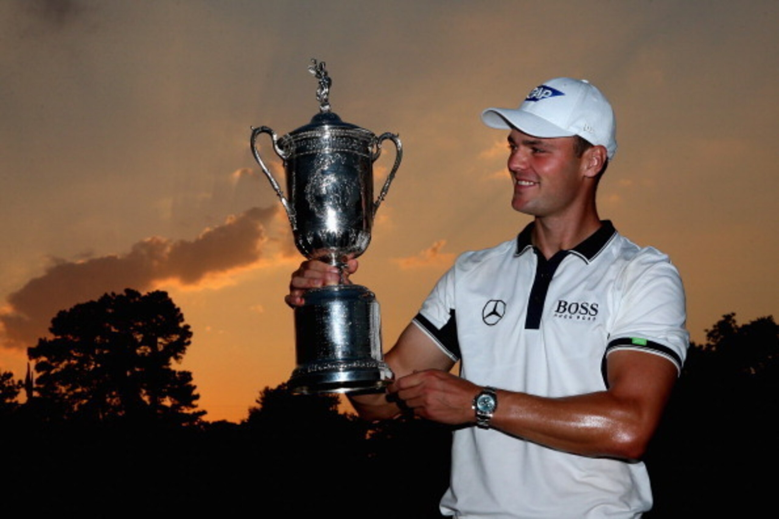 PINEHURST, NC - JUNE 15:  Martin Kaymer of Germany celebrates with the trophy after his eight-stroke victory during the final round of the 114th U.S. Open at Pinehurst Resort & Country Club, Course No. 2 on June 15, 2014 in Pinehurst, North Carolina.  (Ph