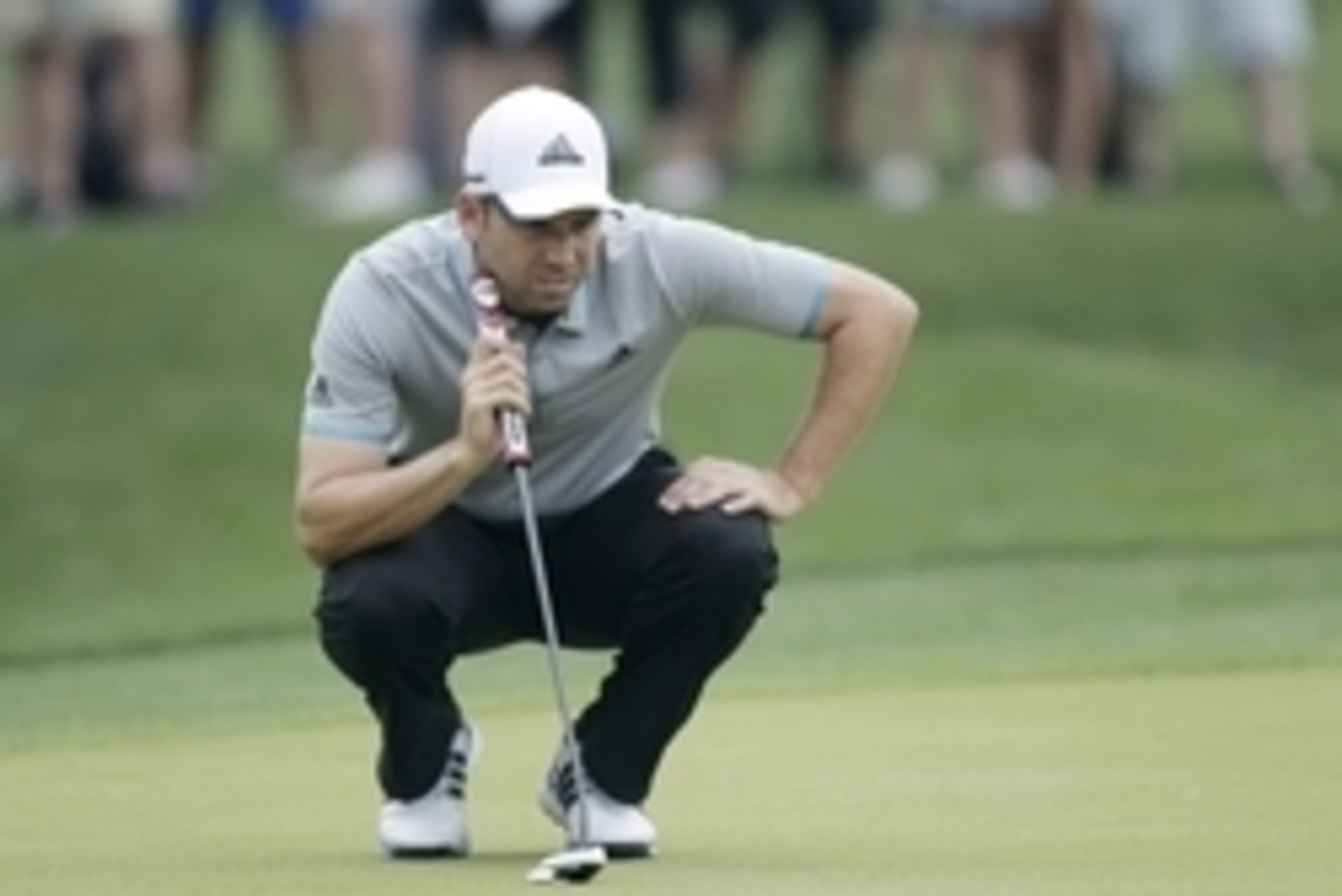 Apr 3, 2015; Humble, TX, USA; Sergio Garcia of Spain lines up his putt on the number one hole during the second round of the Shell Houston Open at Golf Club of Houston - The Tournament Course. Mandatory Credit: Erich Schlegel-USA TODAY Sports Apr 3, 2015; Humble, TX, USA; Sergio Garcia of Spain lines up his putt on the number one hole during the second round of the Shell Houston Open at Golf Club of Houston - The Tournament Course. Mandatory Credit: Erich Schlegel-USA TODAY Sports