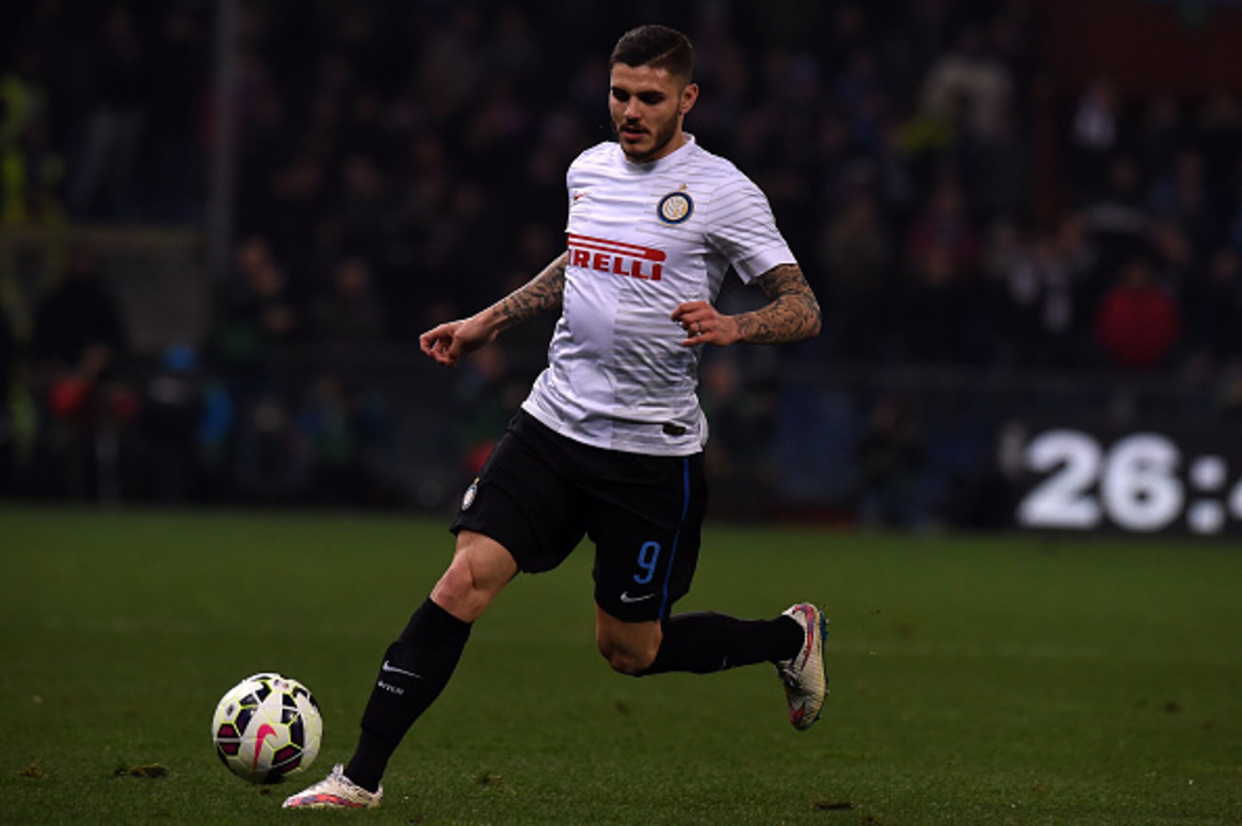 GENOA, ITALY - MARCH 22:  Mauro Icardi of Internazionale Milano in action during the Serie A match between UC Sampdoria and FC Internazionale Milano at Stadio Luigi Ferraris on March 22, 2015 in Genoa, Italy.  (Photo by Tullio M. Puglia/Getty Images)