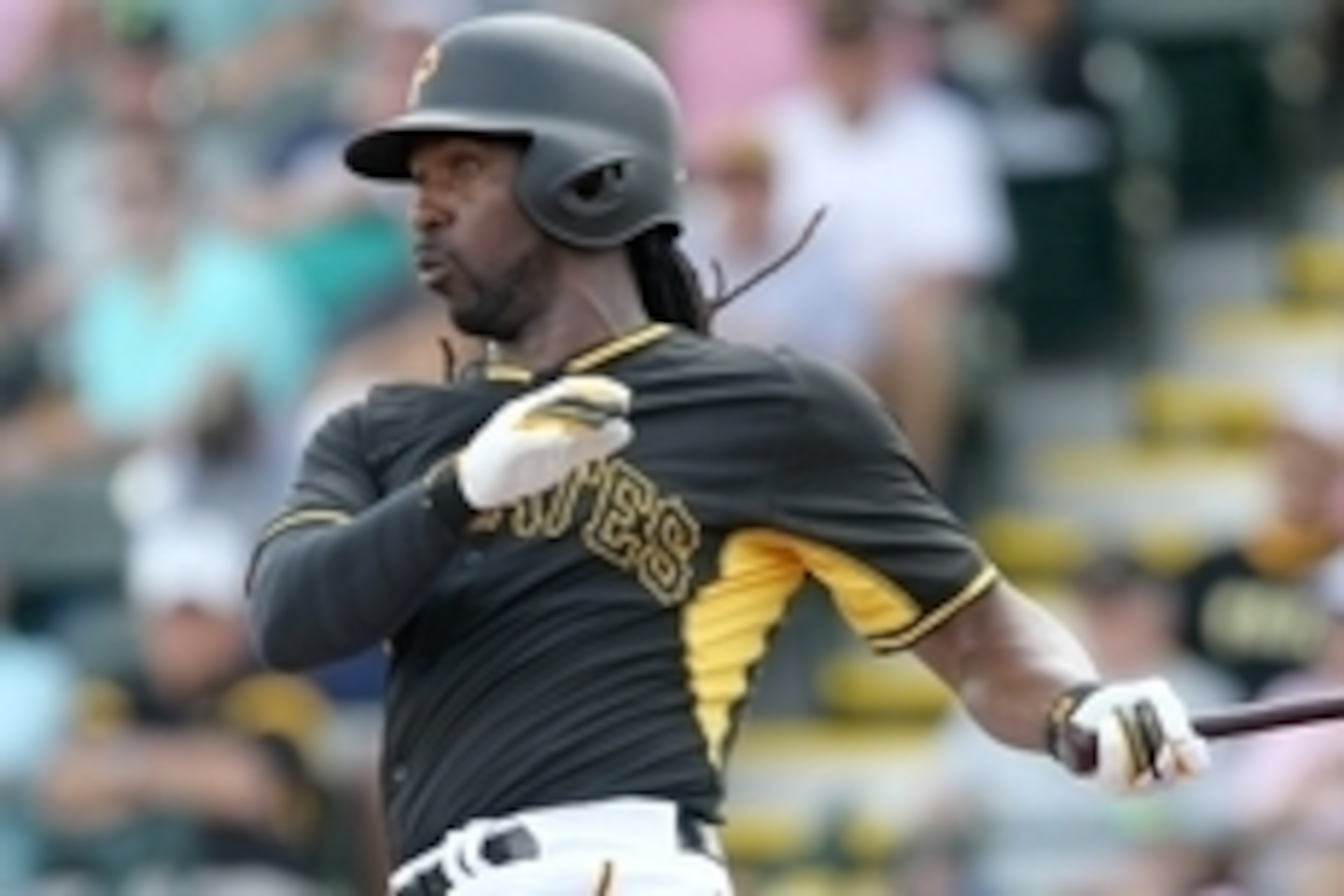 Mar 9, 2015; Bradenton, FL, USA; Pittsburgh Pirates center fielder Andrew McCutchen (22) swings at a pitch during the first inning of a spring training baseball game against the Minnesota Twins at McKechnie Field. Mandatory Credit: Reinhold Matay-USA TODA