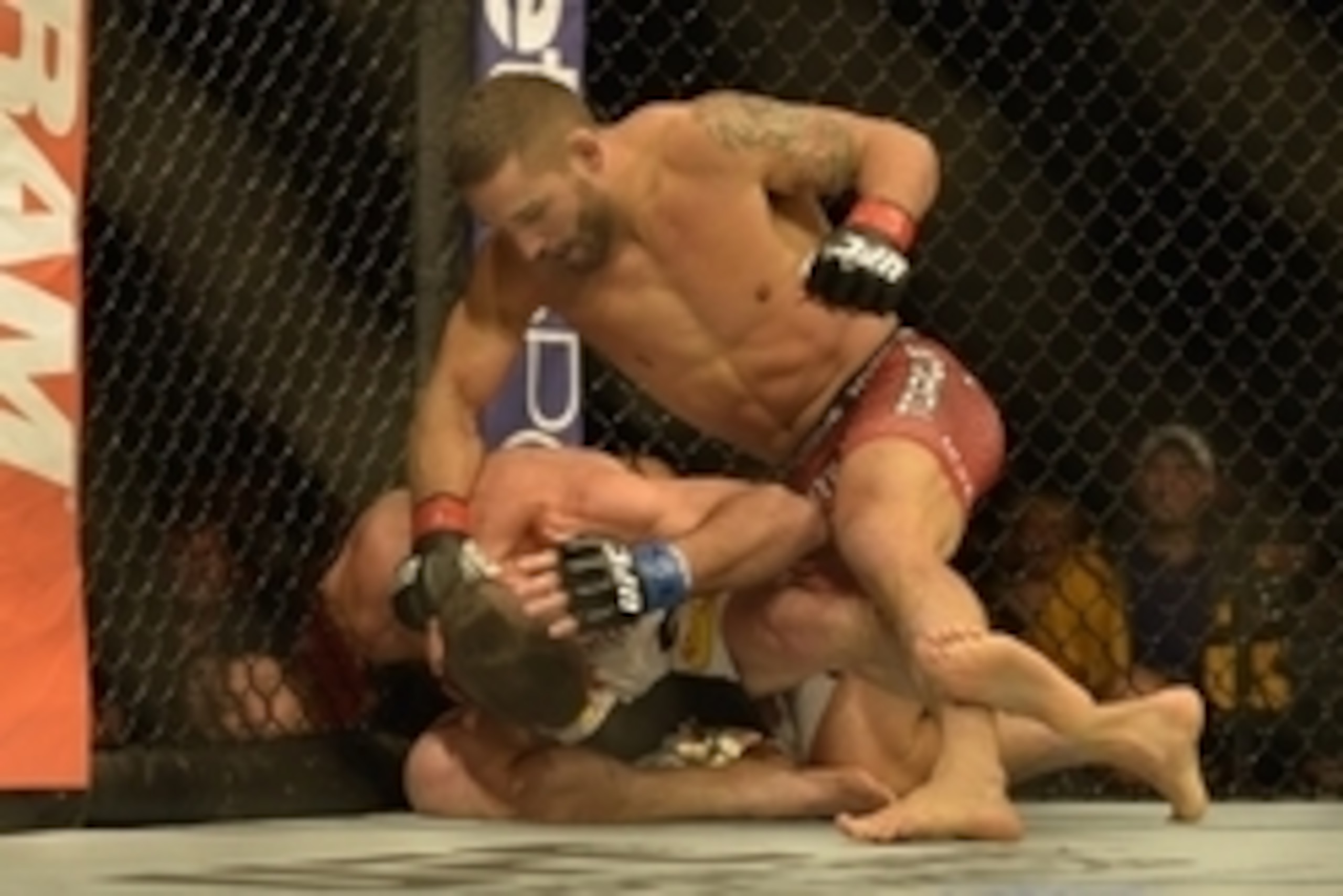Apr 4, 2015; Fairfax, VA, USA; Chad Mendes (red gloves) fights Richardo Lamas (blue gloves) during UFC Fight Night at Patriot Center. Mandatory Credit: Tommy Gilligan-USA TODAY Sports