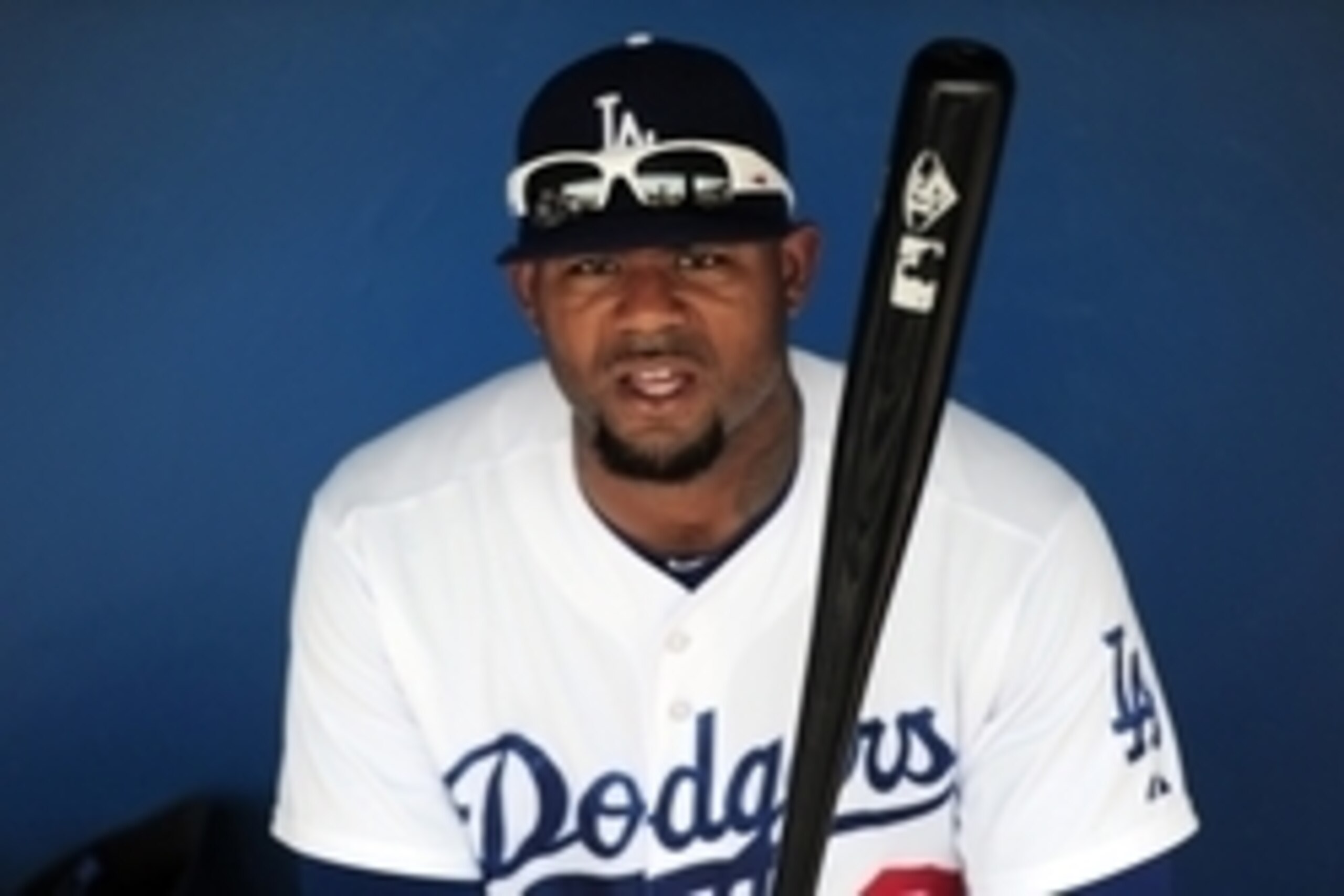 Mar 29, 2015; Phoenix, AZ, USA; Los Angeles Dodgers left fielder Carl Crawford (3) looks on against the Texas Rangers at Camelback Ranch. Mandatory Credit: Joe Camporeale-USA TODAY Sports