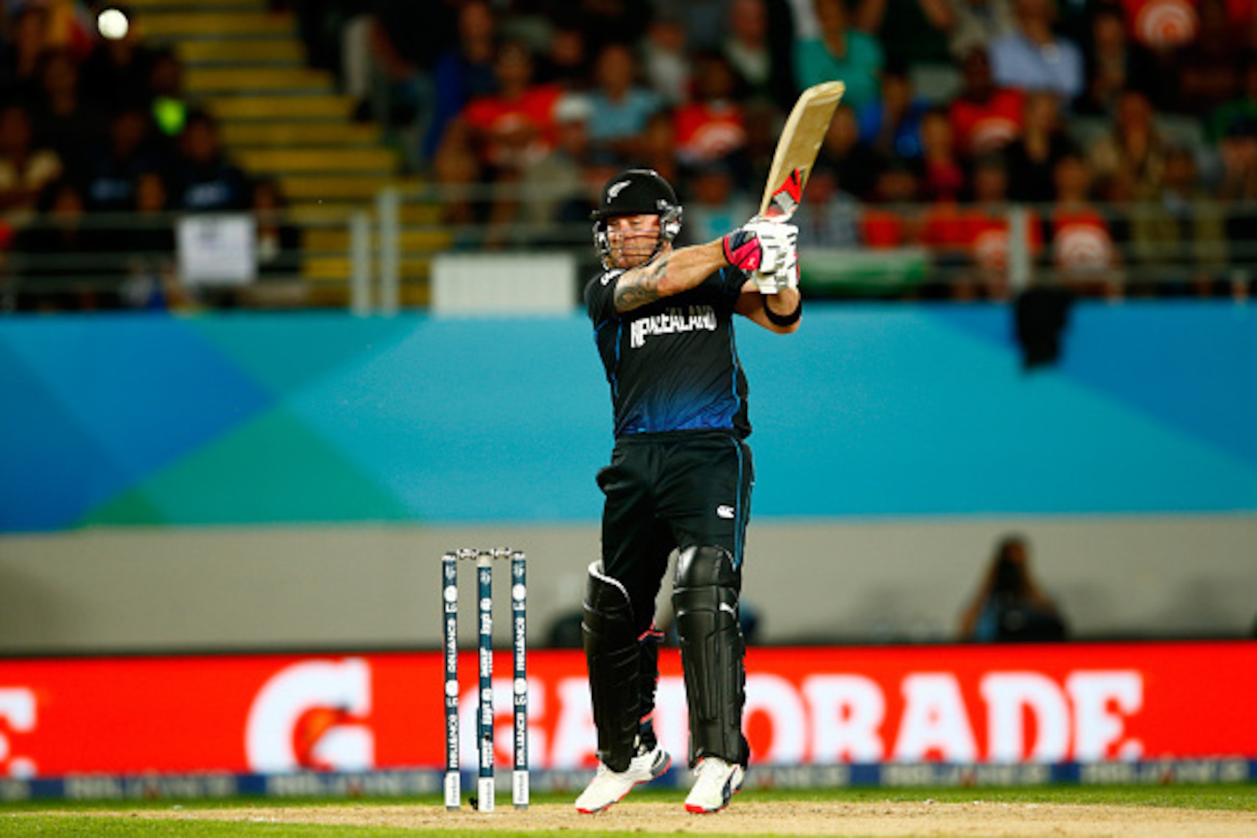 AUCKLAND, NEW ZEALAND - MARCH 24:  Brendon McCullum of New Zealand bats during the 2015 Cricket World Cup Semi Final match between New Zealand and South Africa at Eden Park on March 24, 2015 in Auckland, New Zealand.  (Photo by Phil Walter/Getty Images)