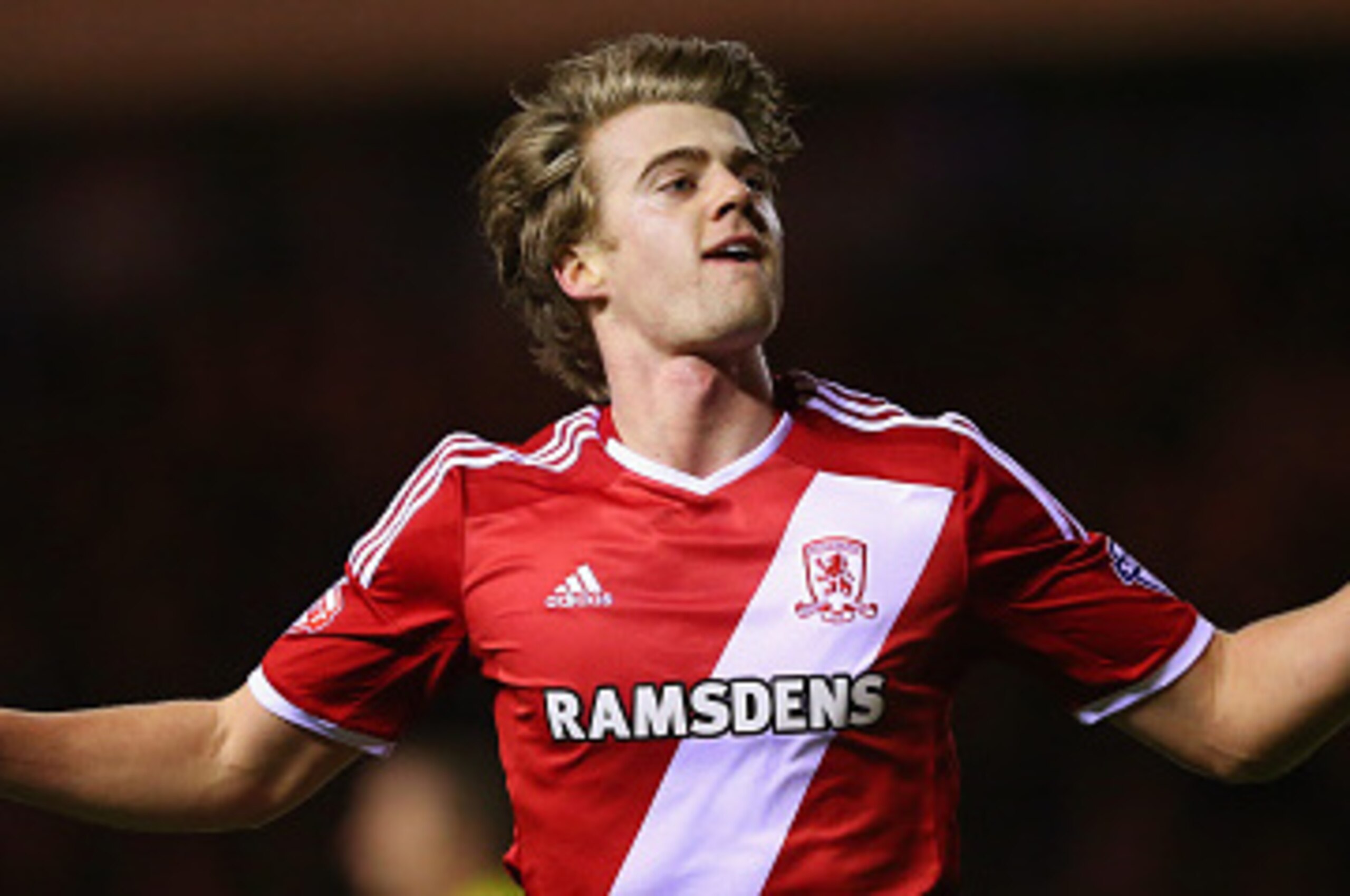 MIDDLESBROUGH, ENGLAND - MARCH 03: Patrick Bamford of Middlesbrough celebrates scoring the opening goal during the Sky Bet Championship match between Middlesbrough and Millwall at Riverside Stadium on March 3, 2015 in Middlesbrough, England. (Photo by A MIDDLESBROUGH, ENGLAND - MARCH 03: Patrick Bamford of Middlesbrough celebrates scoring the opening goal during the Sky Bet Championship match between Middlesbrough and Millwall at Riverside Stadium on March 3, 2015 in Middlesbrough, England. (Photo by A