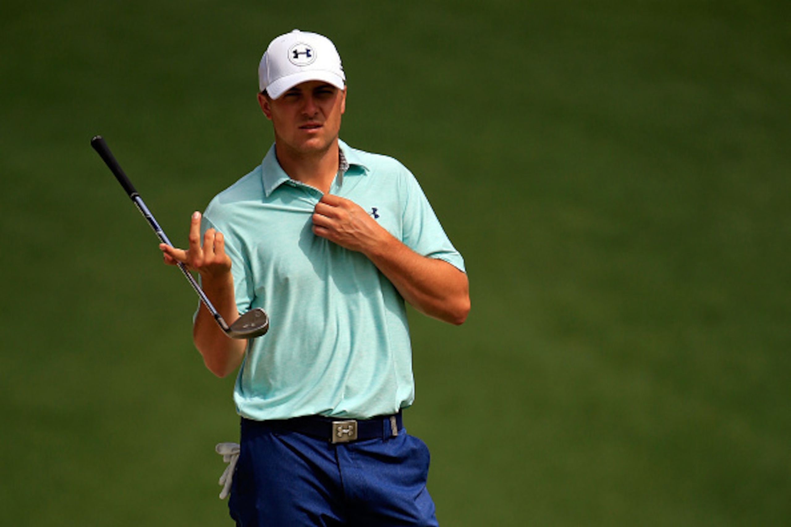AUGUSTA, GA - APRIL 07:  Jordan Spieth of the United States looks over a green during a practice round prior to the start of the 2015 Masters Tournament at Augusta National Golf Club on April 7, 2015 in Augusta, Georgia.  (Photo by Jamie Squire/Getty Imag