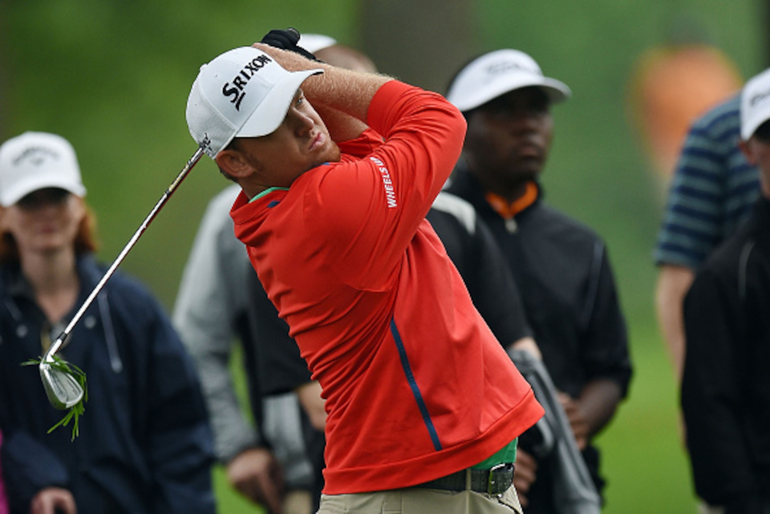 HUMBLE, TX - APRIL 05:  J.B. Holmes hits his second shot from the rough on the fifteenth hole during the final round of the Shell Houston Open at the Golf Club of Houston on April 5, 2015 in Humble, Texas.  (Photo by Stacy Revere/Getty Images)