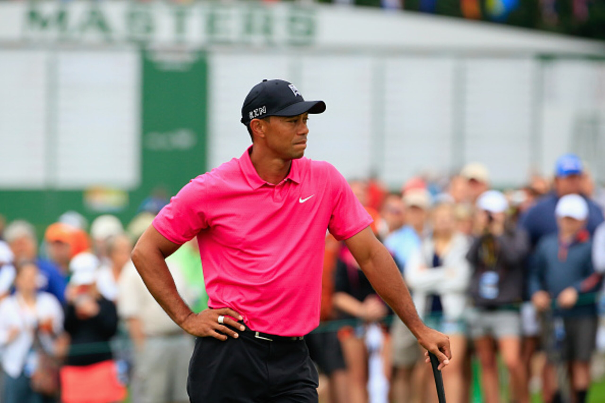 AUGUSTA, GA - APRIL 07:  Tiger Woods of the United States waits on a green during a practice round prior to the start of the 2015 Masters Tournament at Augusta National Golf Club on April 7, 2015 in Augusta, Georgia.  (Photo by Jamie Squire/Getty Images)