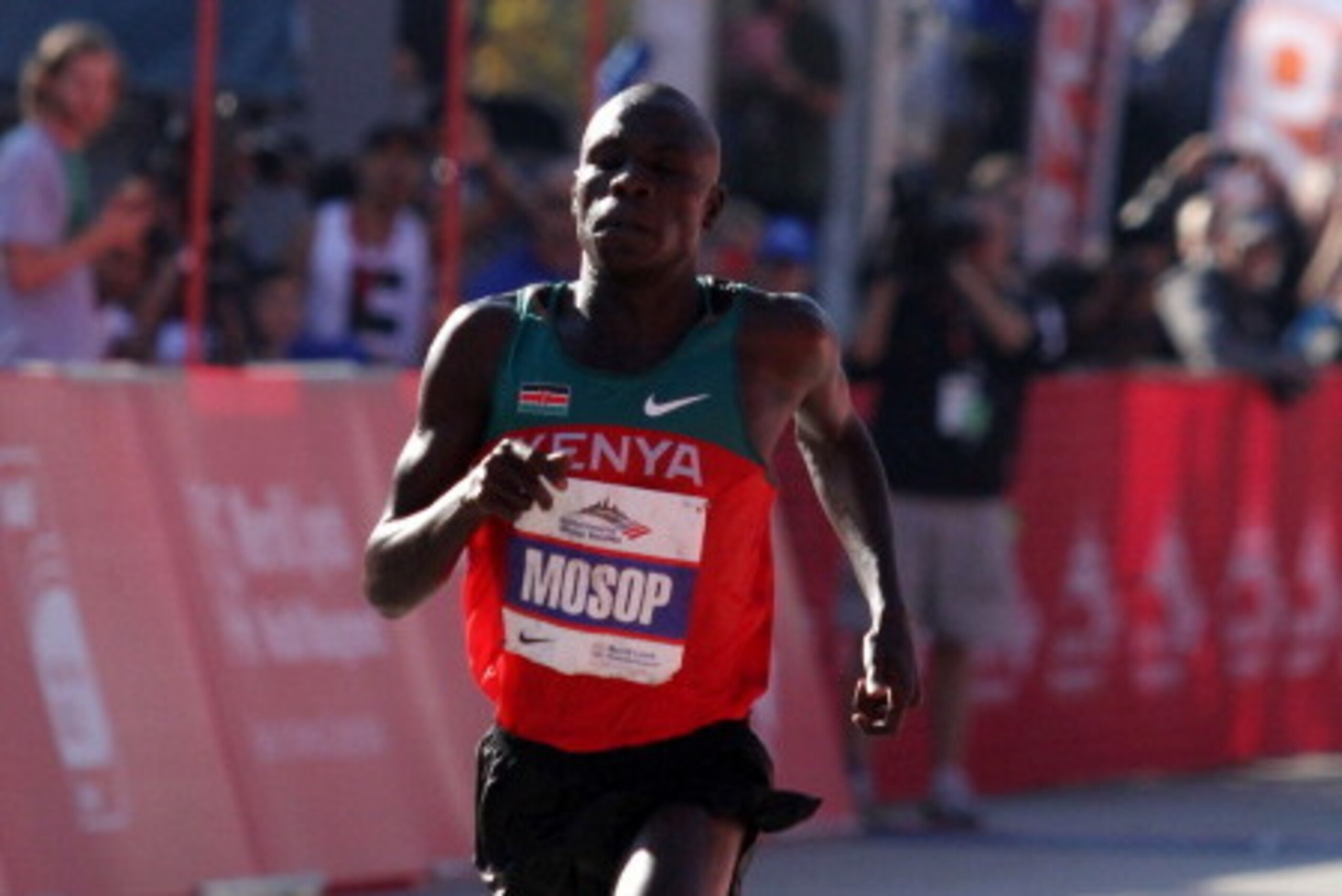 CHICAGO, IL - OCTOBER 09: Moses Mosop of Kenya wins the Bank of America Chicago Marathon on October 9, 2011 in Chicago, Illinois. (Photo by Tasos Katopodis/Getty Images)