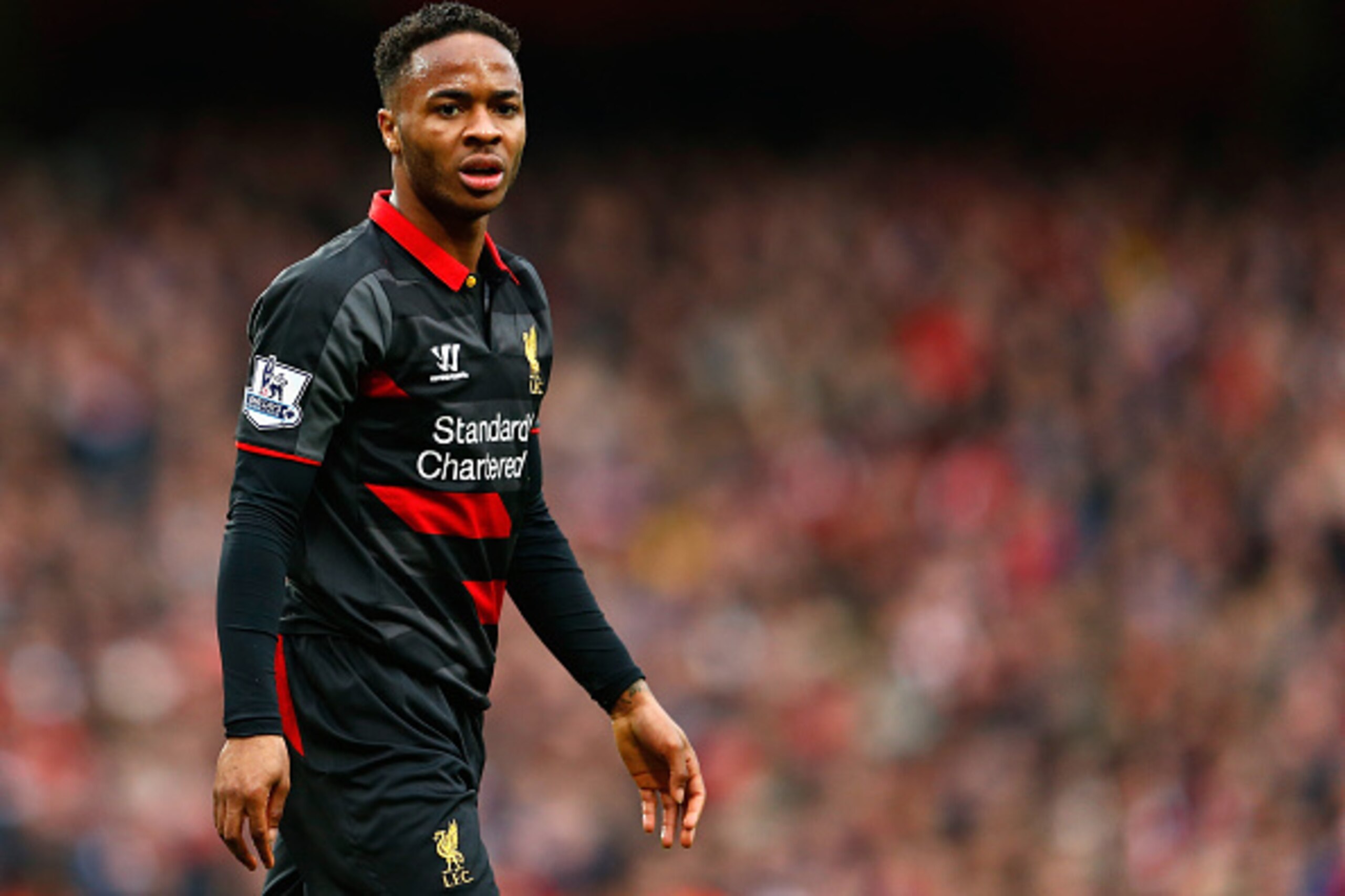 LONDON, ENGLAND - APRIL 04: Raheem Sterling of Liverpool looks on during the Barclays Premier League match between Arsenal and Liverpool at the Emirates Stadium on April 4, 2015 in London, England. (Photo by Julian Finney/Getty Images) LONDON, ENGLAND - APRIL 04: Raheem Sterling of Liverpool looks on during the Barclays Premier League match between Arsenal and Liverpool at the Emirates Stadium on April 4, 2015 in London, England. (Photo by Julian Finney/Getty Images)