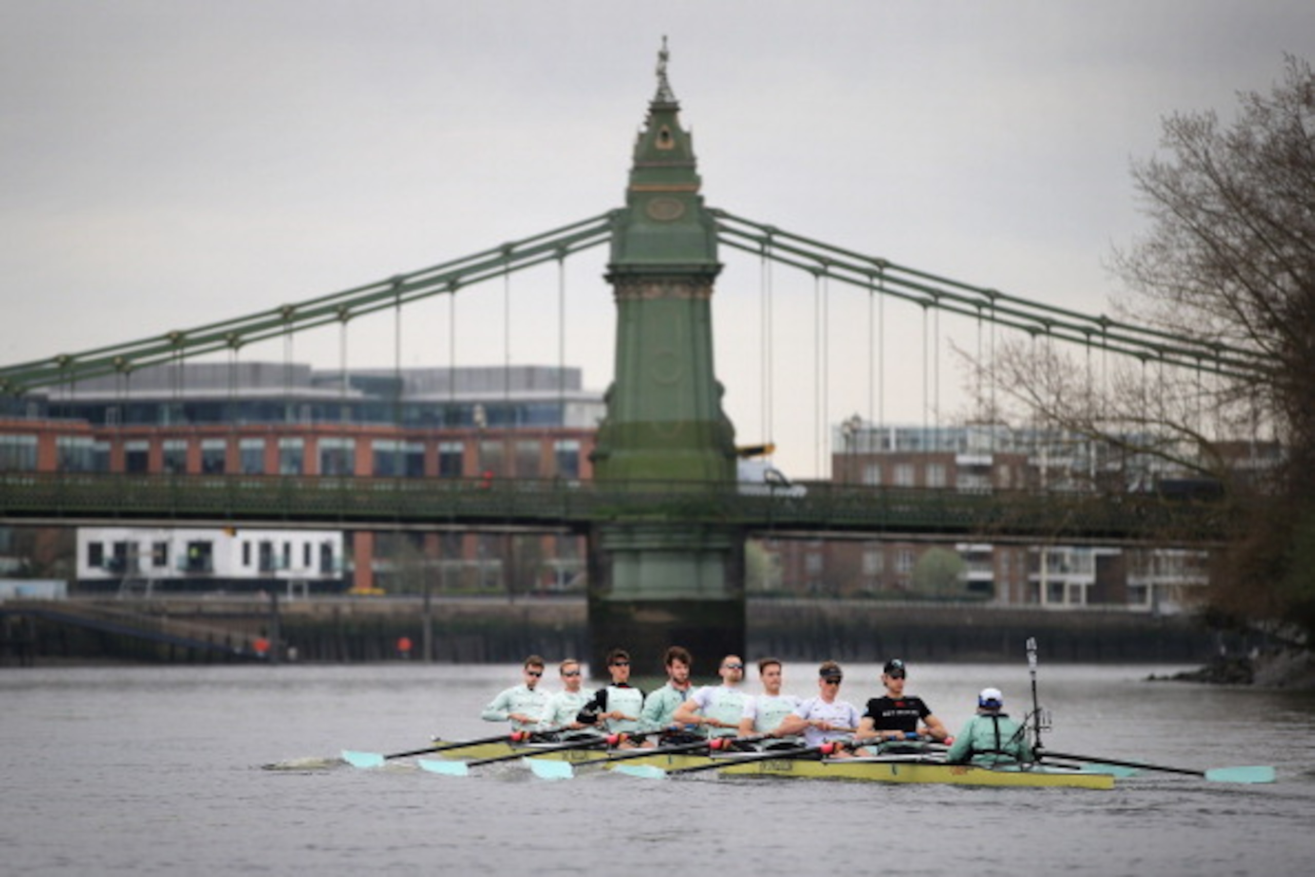 LONDON, ENGLAND - APRIL 04:  The Cambridge crew during an outing on The River Thames ahead of the BNY Mellon 2014 University Boat Race on April 4, 2014 in London, England.  (Photo by Richard Heathcote/Getty Images)