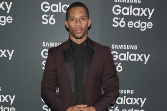Victor Cruz at the Samsung Galaxy S6 launch party.