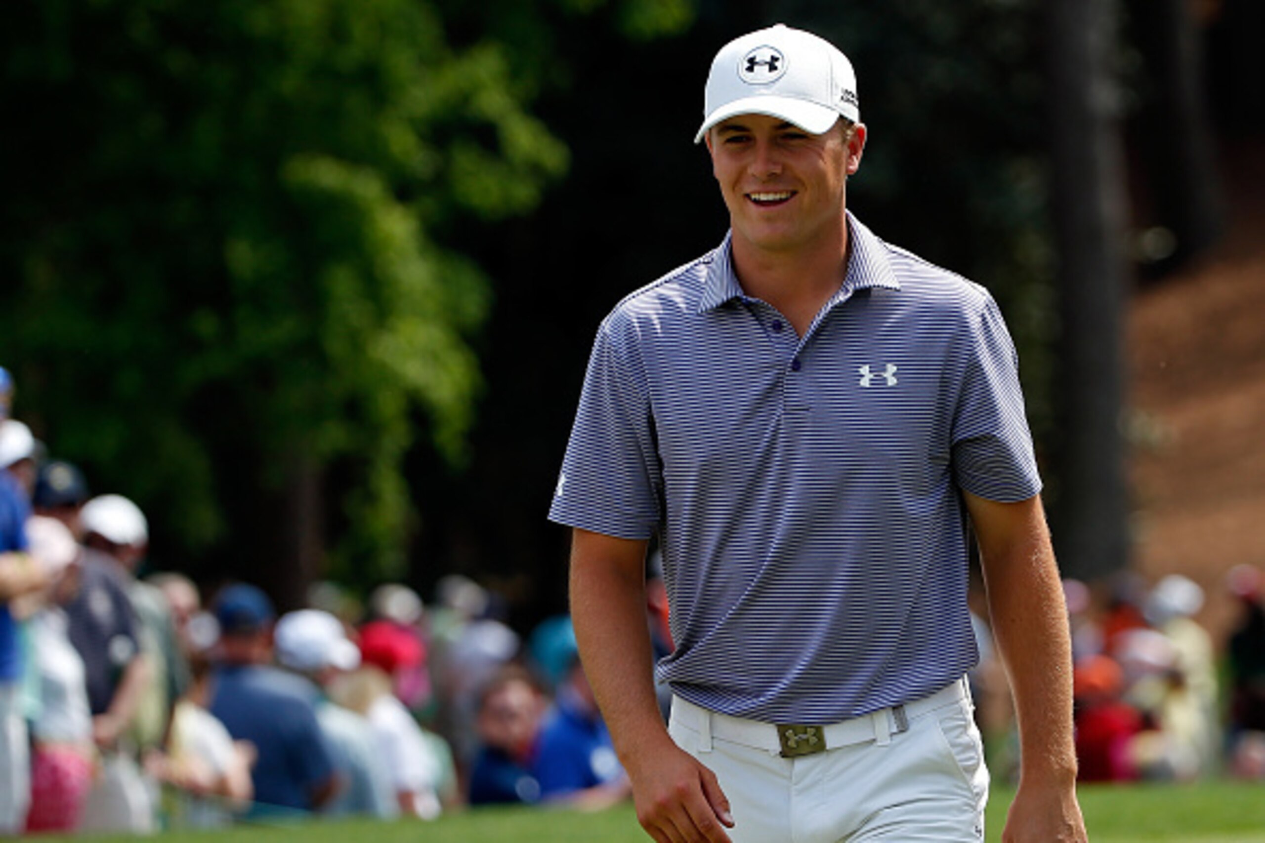 AUGUSTA, GA - APRIL 08: Jordan Spieth of the United States walks off a green during the Par 3 Contest prior to the start of the 2015 Masters Tournament at Augusta National Golf Club on April 8, 2015 in Augusta, Georgia. (Photo by Ezra Shaw/Getty Images) AUGUSTA, GA - APRIL 08: Jordan Spieth of the United States walks off a green during the Par 3 Contest prior to the start of the 2015 Masters Tournament at Augusta National Golf Club on April 8, 2015 in Augusta, Georgia. (Photo by Ezra Shaw/Getty Images)