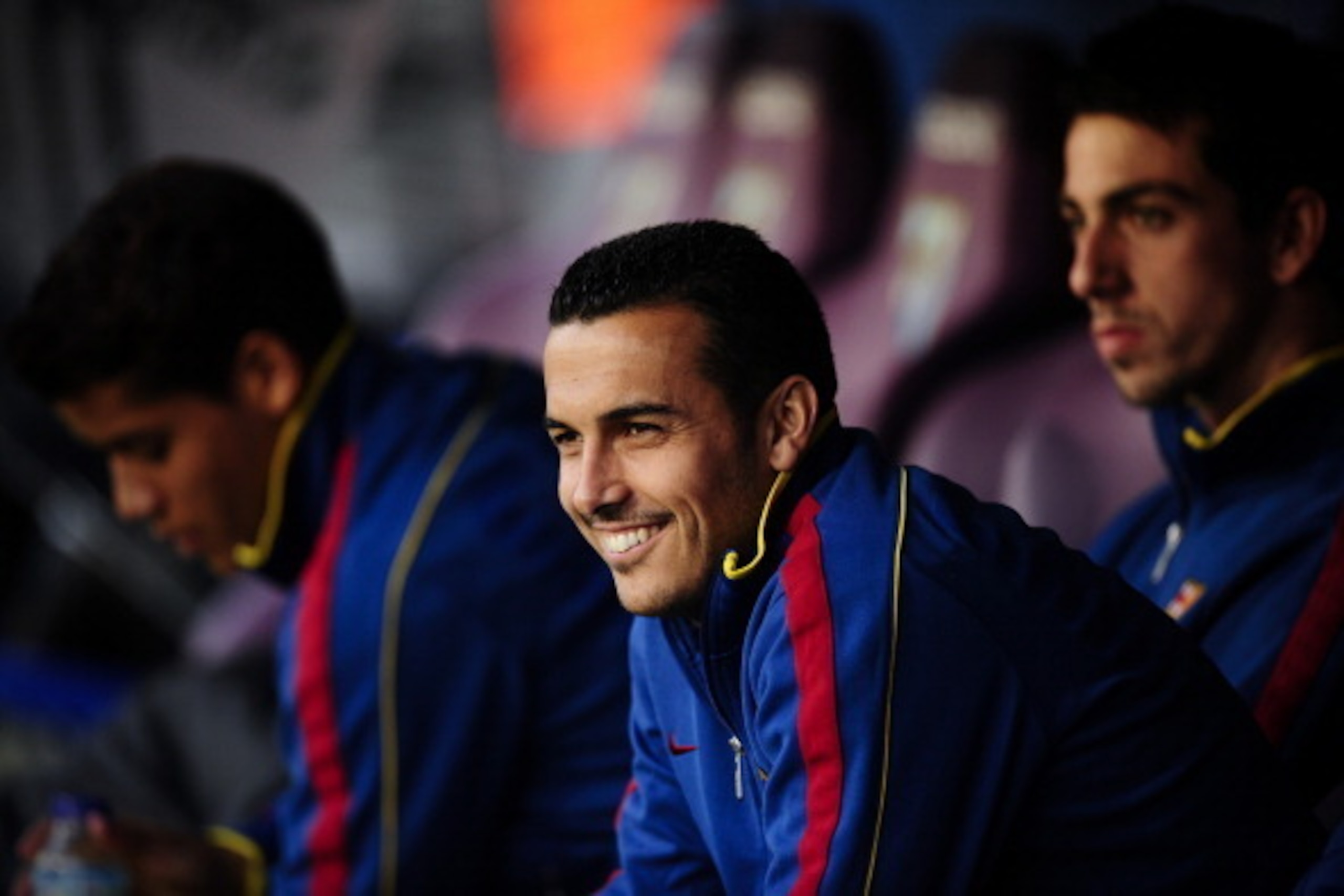 MALAGA, SPAIN - JANUARY 22:  Pedro Rodriguez of FC Barcelona looks on from the bench prior to the La Liga match between Malaga CF and FC Barcelona at La Rosaleda Stadium on January 22, 2012 in Malaga, Spain. FC Barcelona won 4-1.  (Photo by David Ramos/Ge